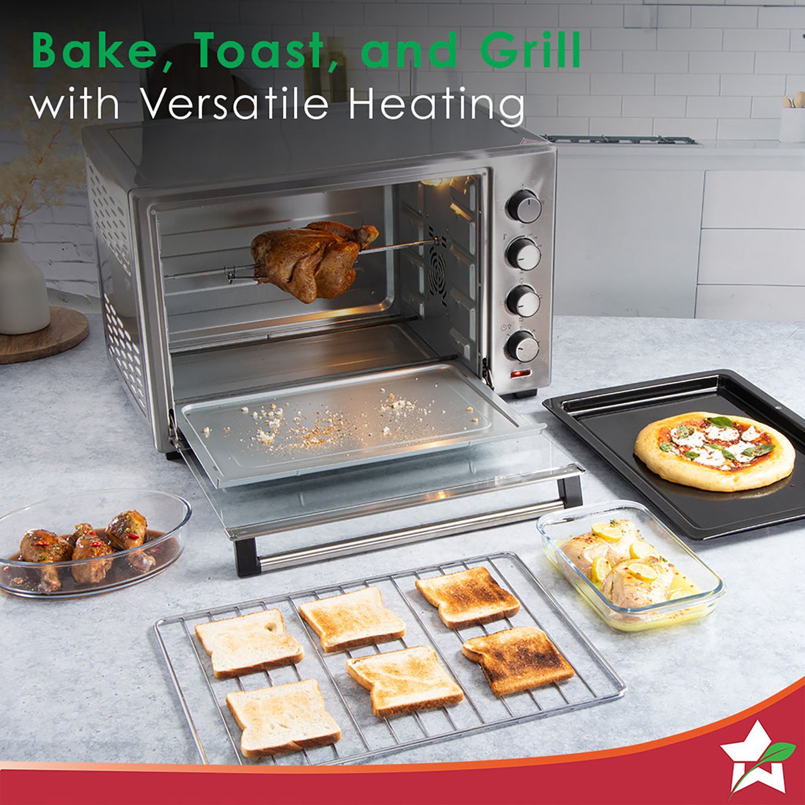 WONDERCHEF 48L Oven Toaster Grill with Motorized Rotisserie (Stainless Steel)_10