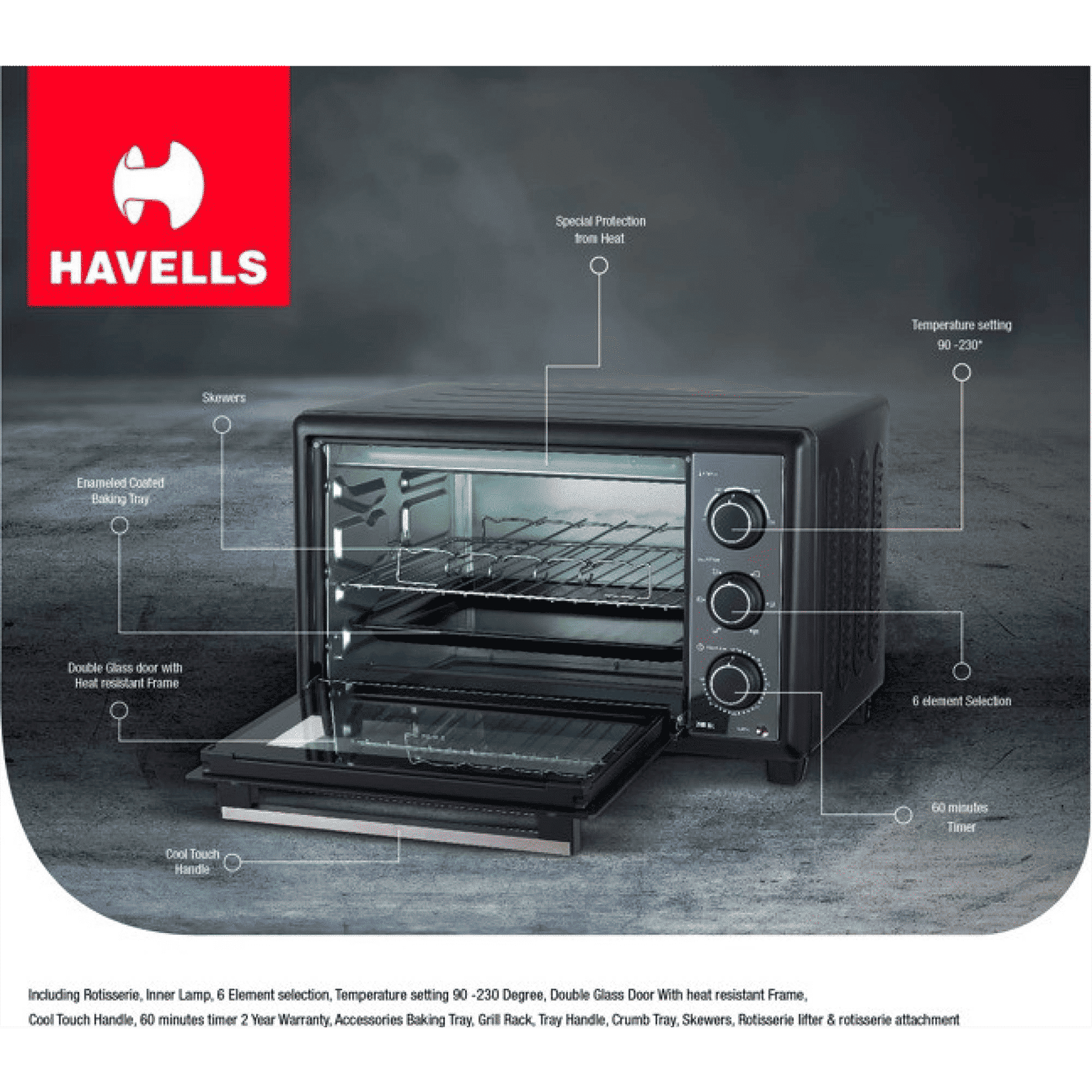 HAVELLS 28R BL 28L Oven Toaster Grill with Motorized Rotisserie (Black) HAVELLS 28R BL 28L Oven Toaster Grill with Motorized Rotisserie (Black)_5