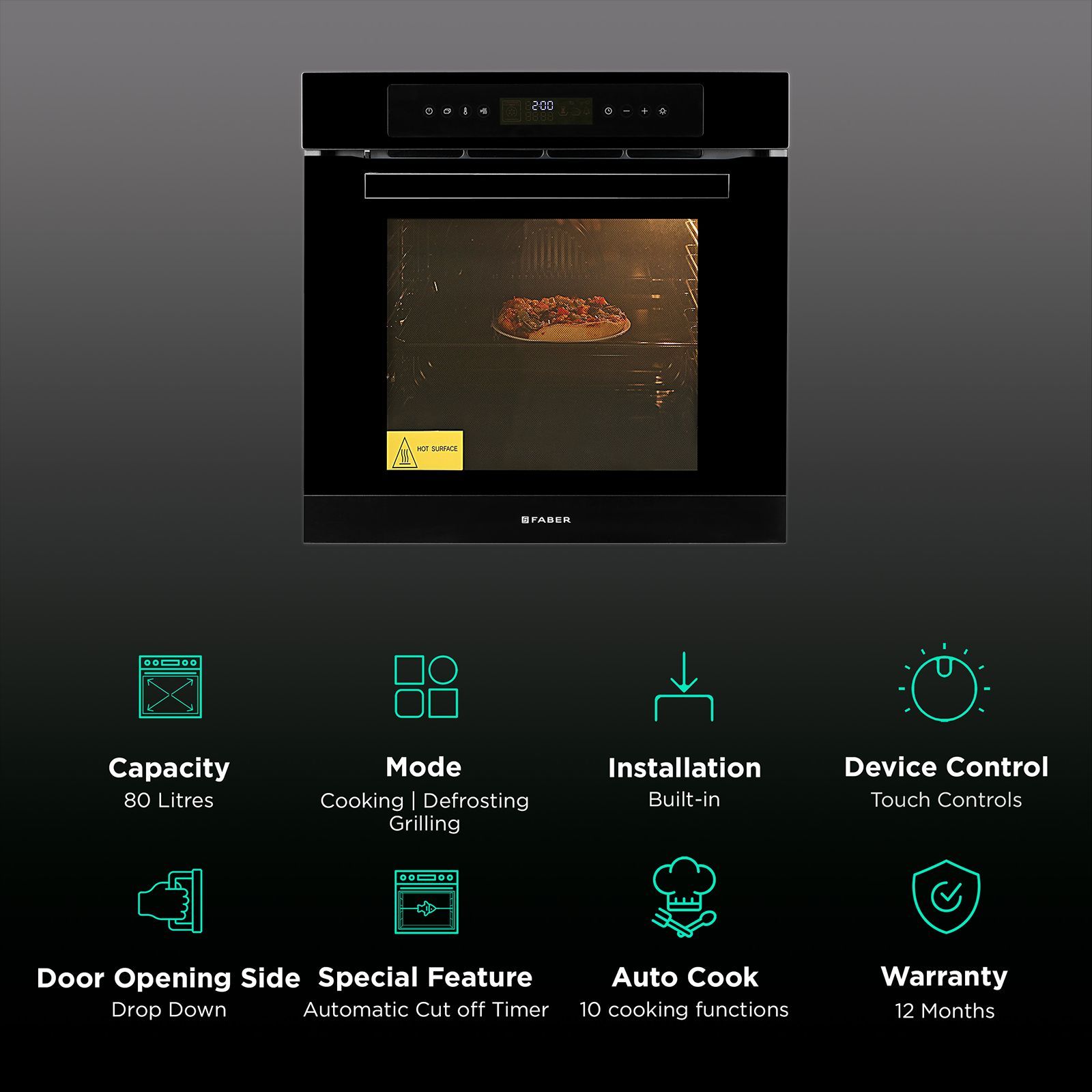 FABER FBIO 10F BS 80L Built-in Microwave Oven with Sensor Touch Control (Black)_3