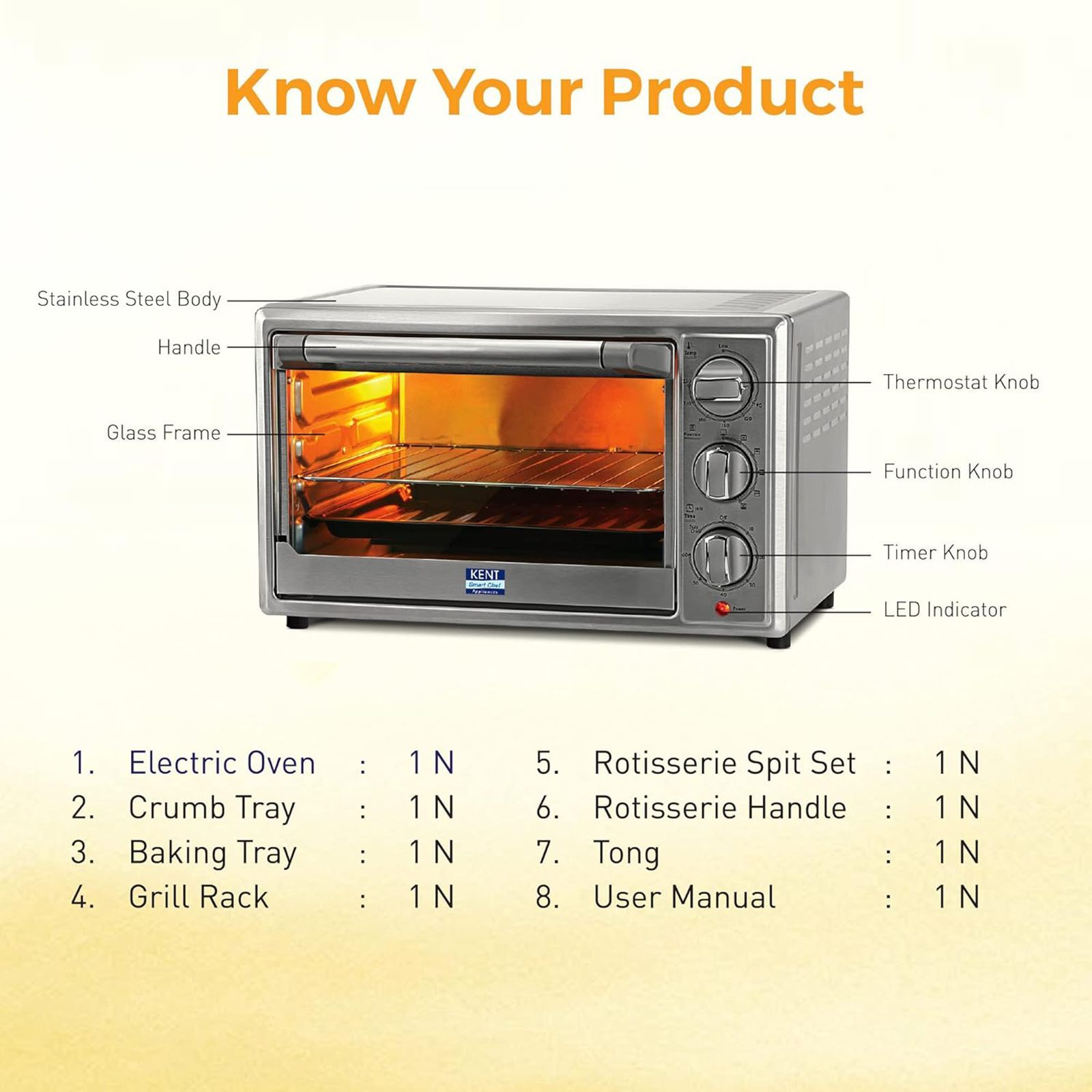 KENT 16041 30L Oven Toaster Grill with Rotisserie & Convection Function (Silver)_8