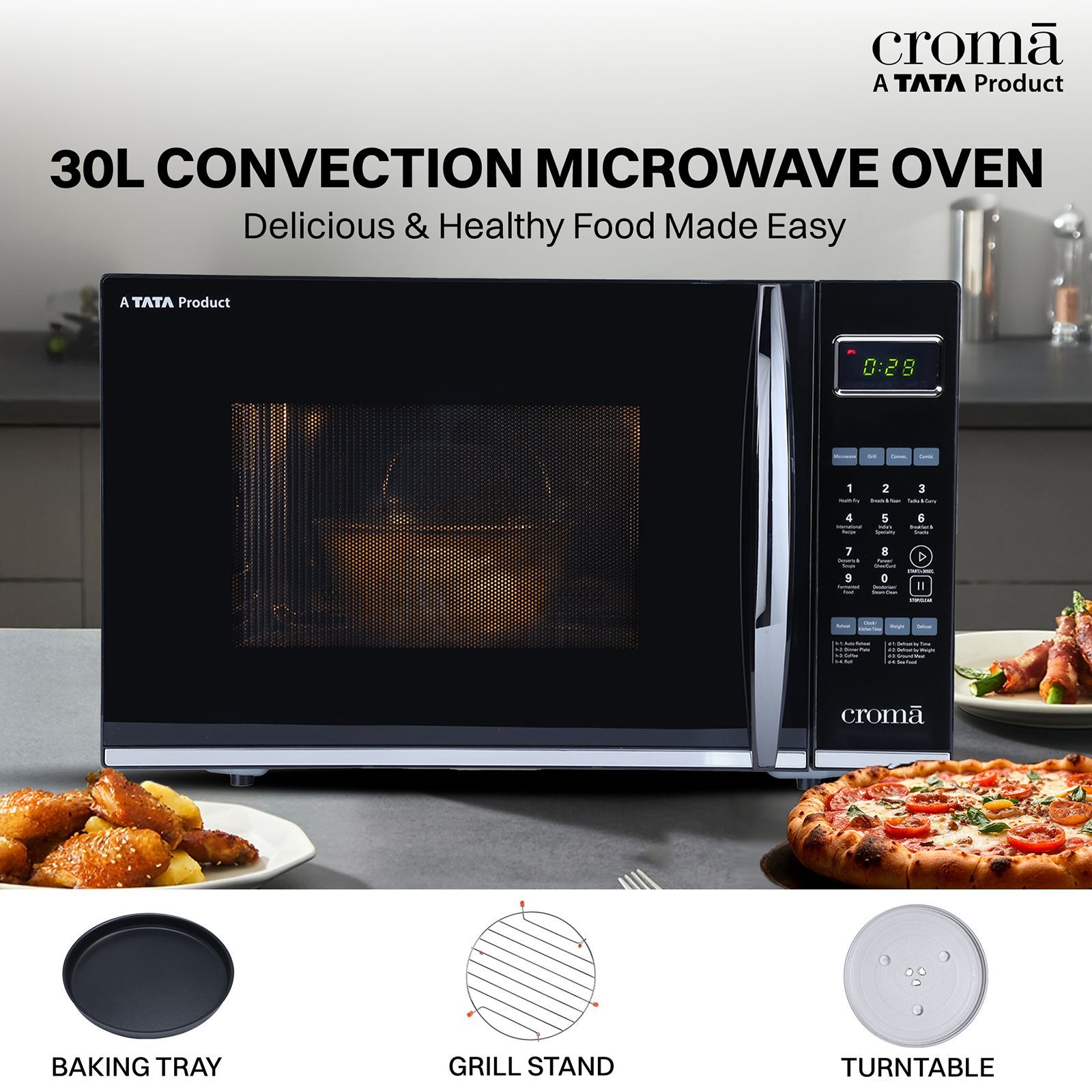 Croma 30L Convection Microwave Oven with 305 Autocook Menu (CRAM0152, Black) Croma 30L Convection Microwave Oven with 305 Autocook Menu (CRAM0152, Black)_15