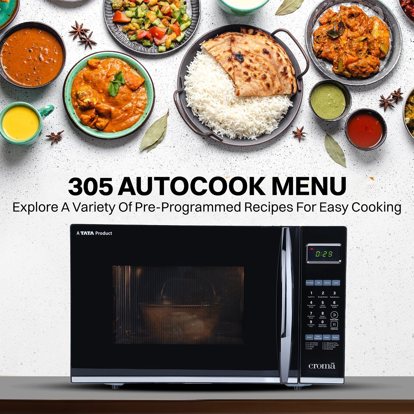 Croma 30L Convection Microwave Oven with 305 Autocook Menu (CRAM0152, Black) Croma 30L Convection Microwave Oven with 305 Autocook Menu (CRAM0152, Black)_18