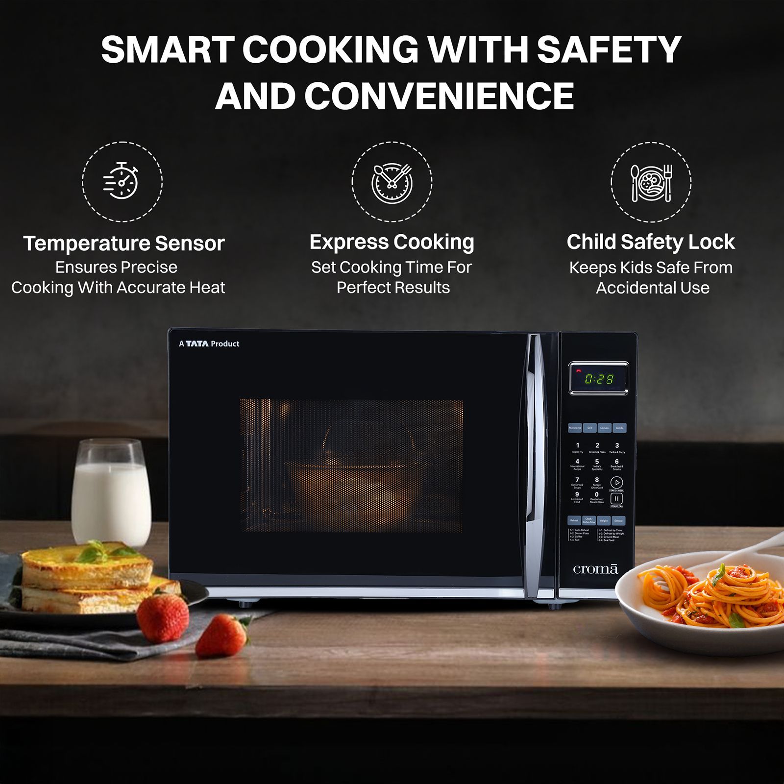 Croma 30L Convection Microwave Oven with 305 Autocook Menu (CRAM0152, Black) Croma 30L Convection Microwave Oven with 305 Autocook Menu (CRAM0152, Black)_19