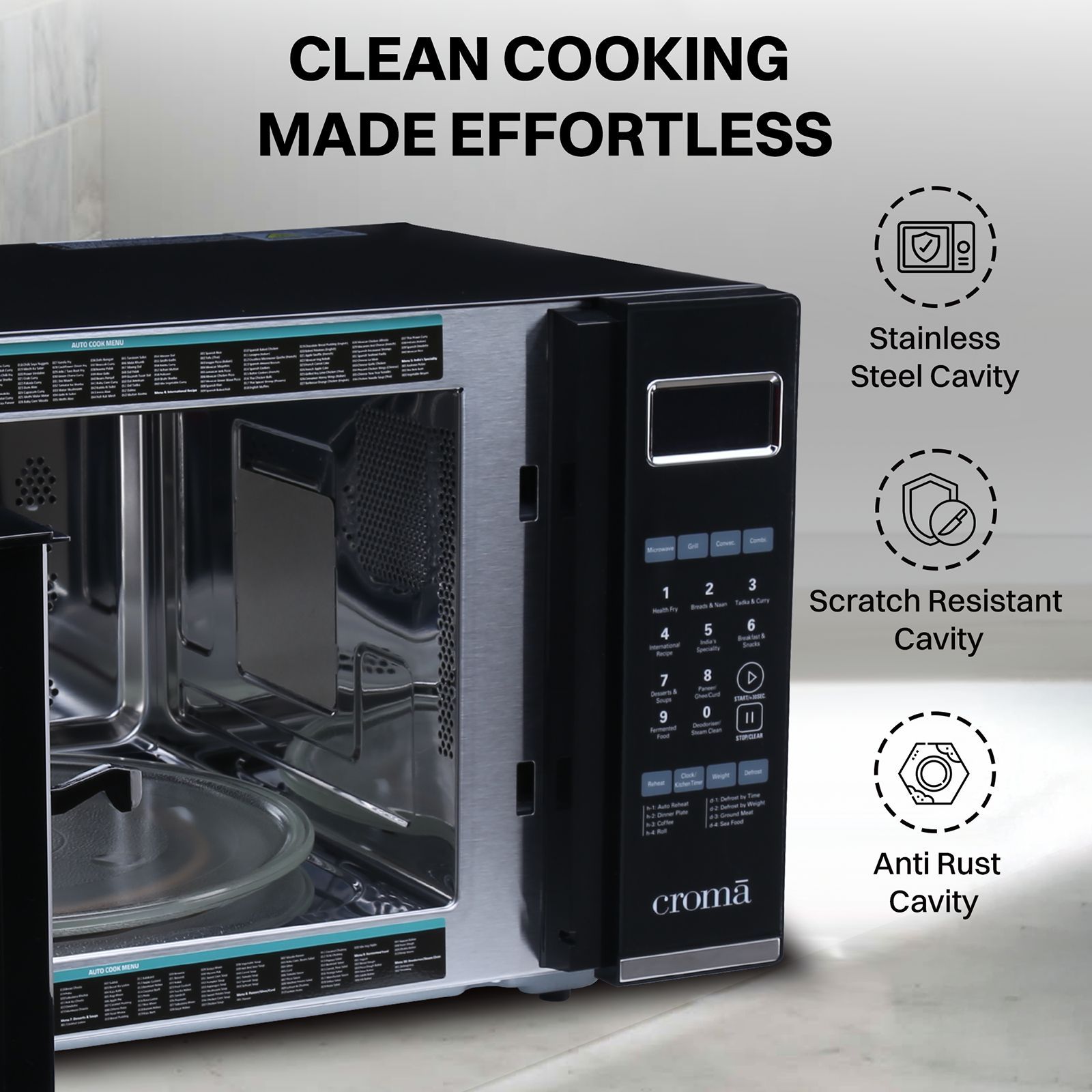 Croma 30L Convection Microwave Oven with 305 Autocook Menu (CRAM0152, Black) Croma 30L Convection Microwave Oven with 305 Autocook Menu (CRAM0152, Black)_20