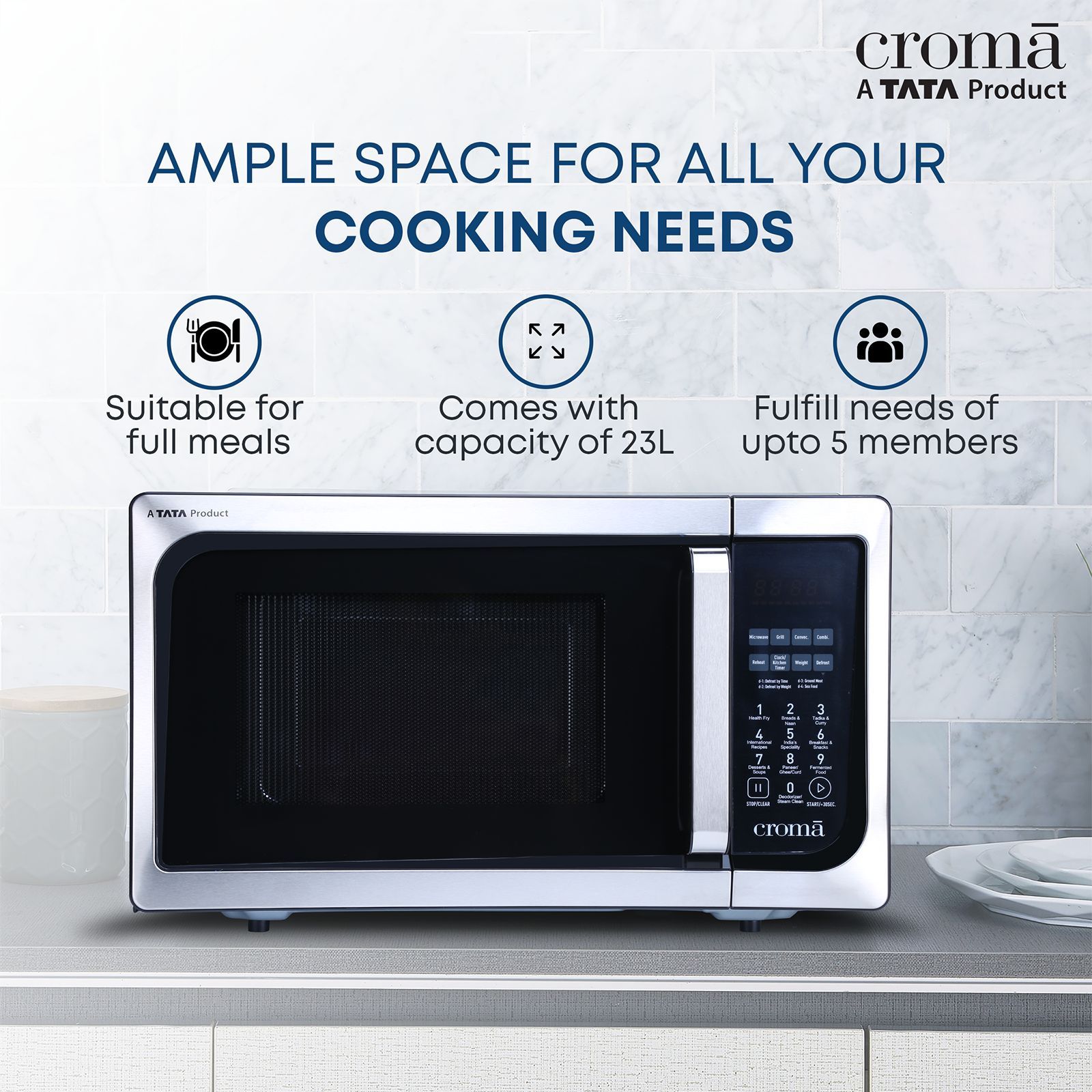 Croma 23L Convection Microwave Oven with 205 Auto Cook Menus (CRAM0151, Black)_9