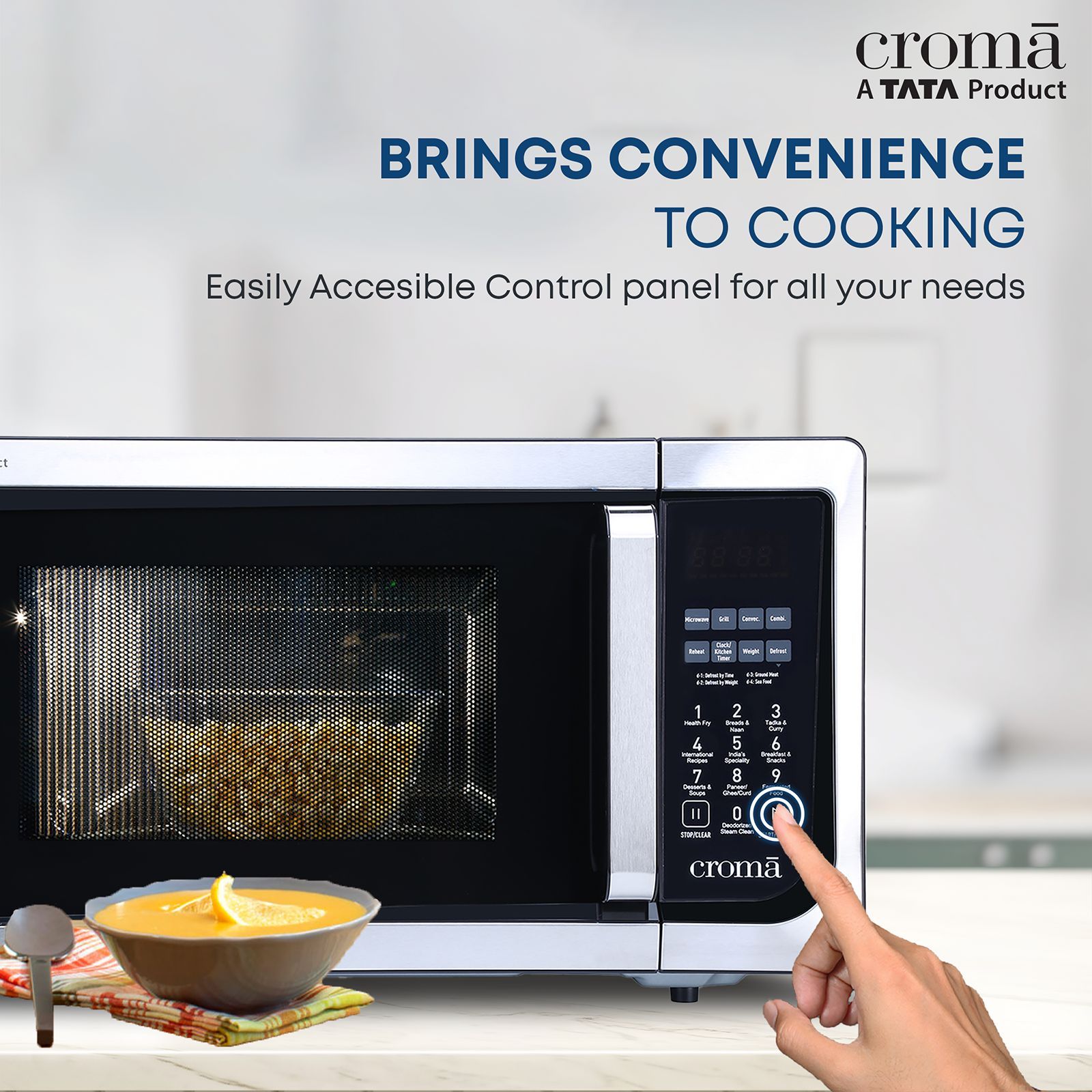 Croma 23L Convection Microwave Oven with 205 Auto Cook Menus (CRAM0151, Black)_13