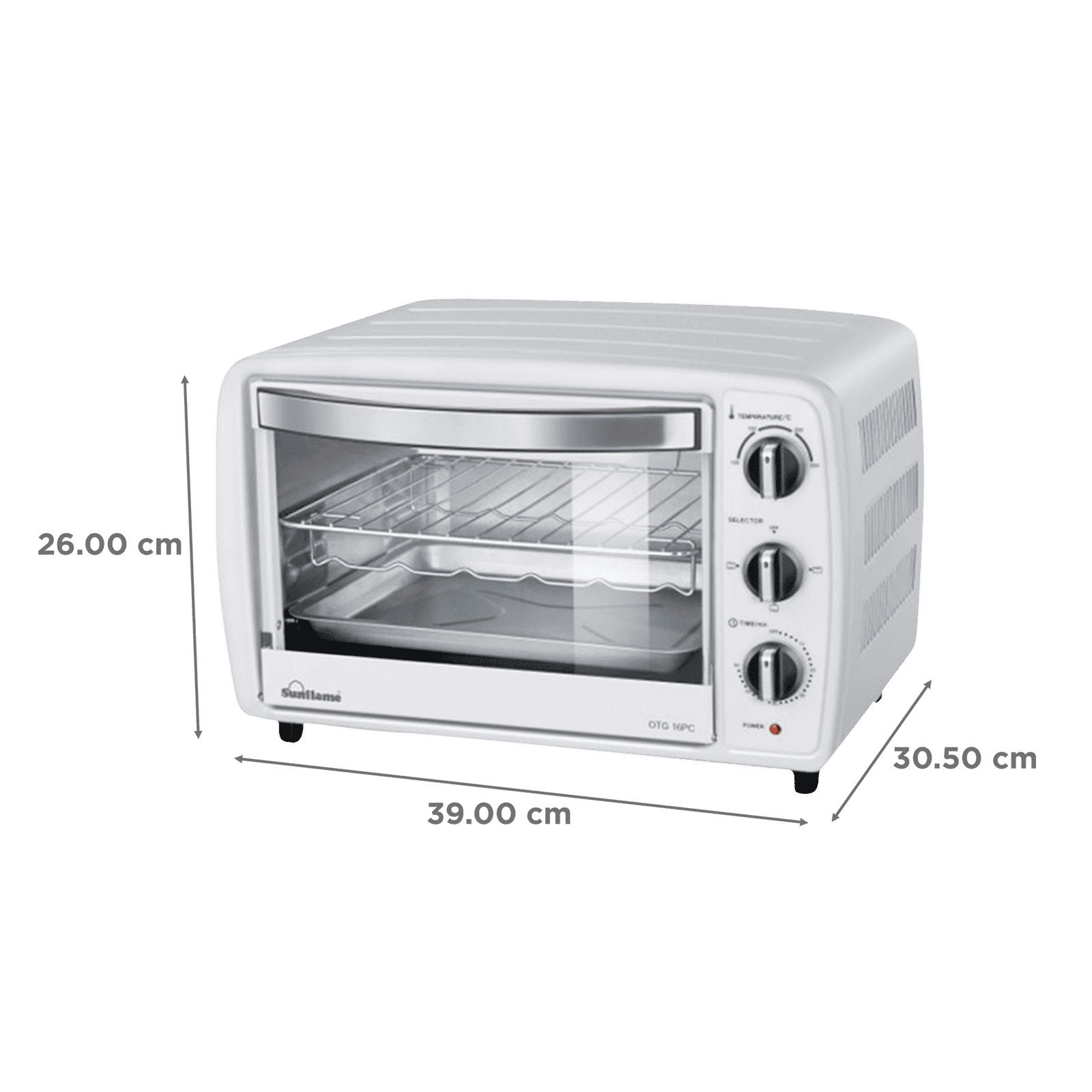 Sunflame 16 PC 16L Oven Toaster Grill with Thermostatic Temperature Control Function (White)_2
