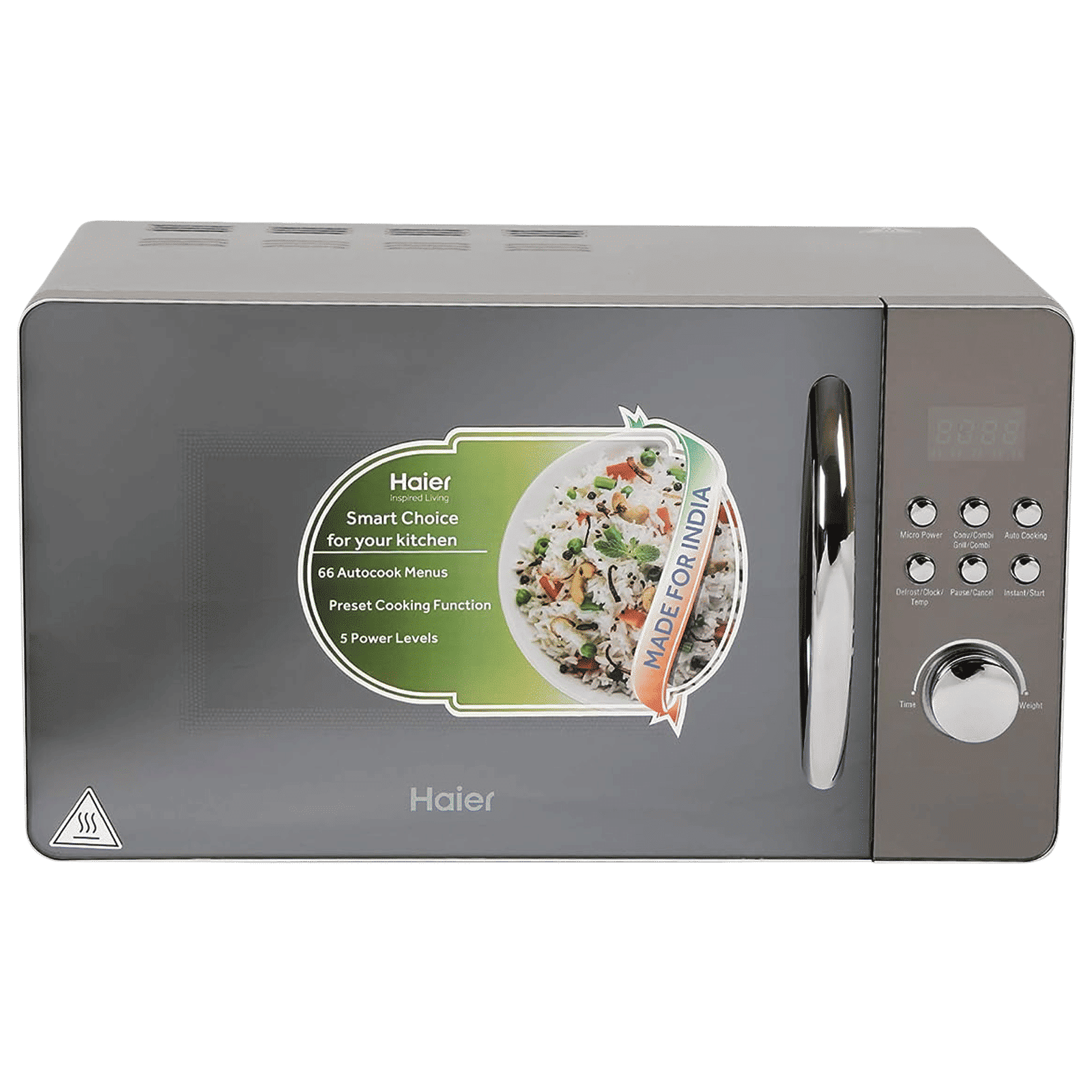 Haier 20L Convection Microwave Oven with 66 Autocook Menu (HIL2001CSPH, Silver)_1