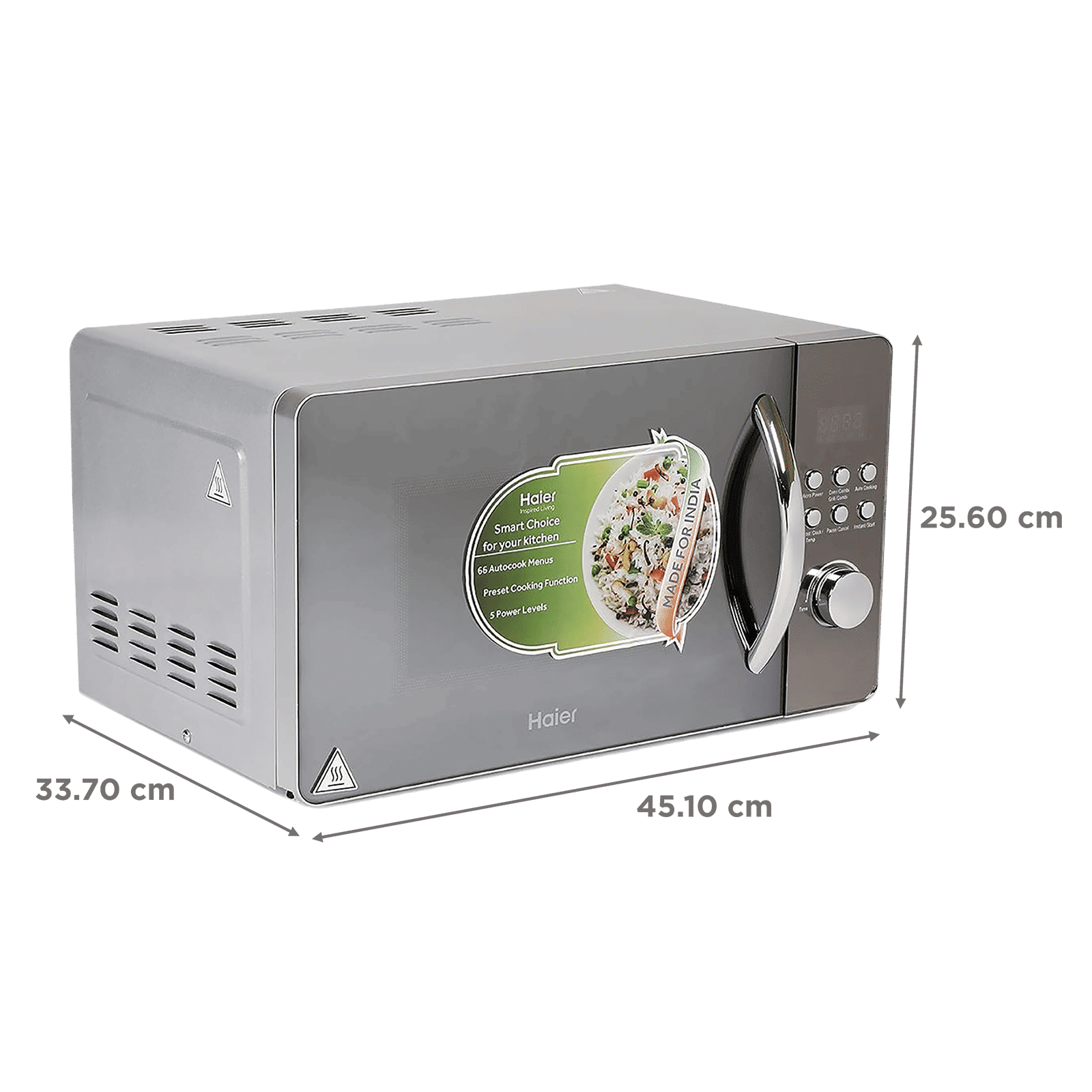 Haier 20L Convection Microwave Oven with 66 Autocook Menu (HIL2001CSPH, Silver)_2