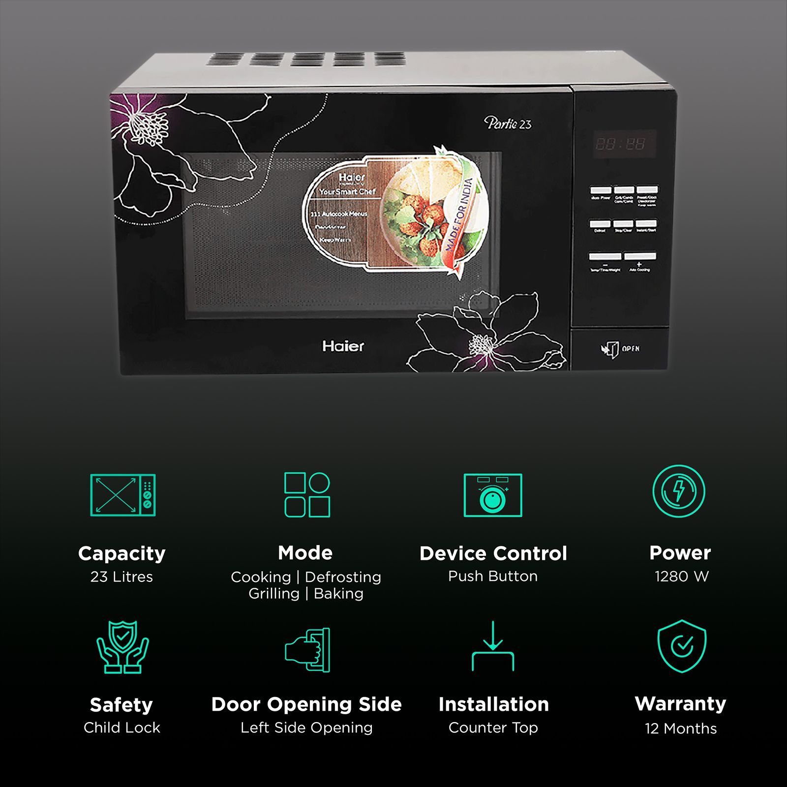 Haier 23L Convection Microwave Oven with 111 Autocook Menus (Black)_3