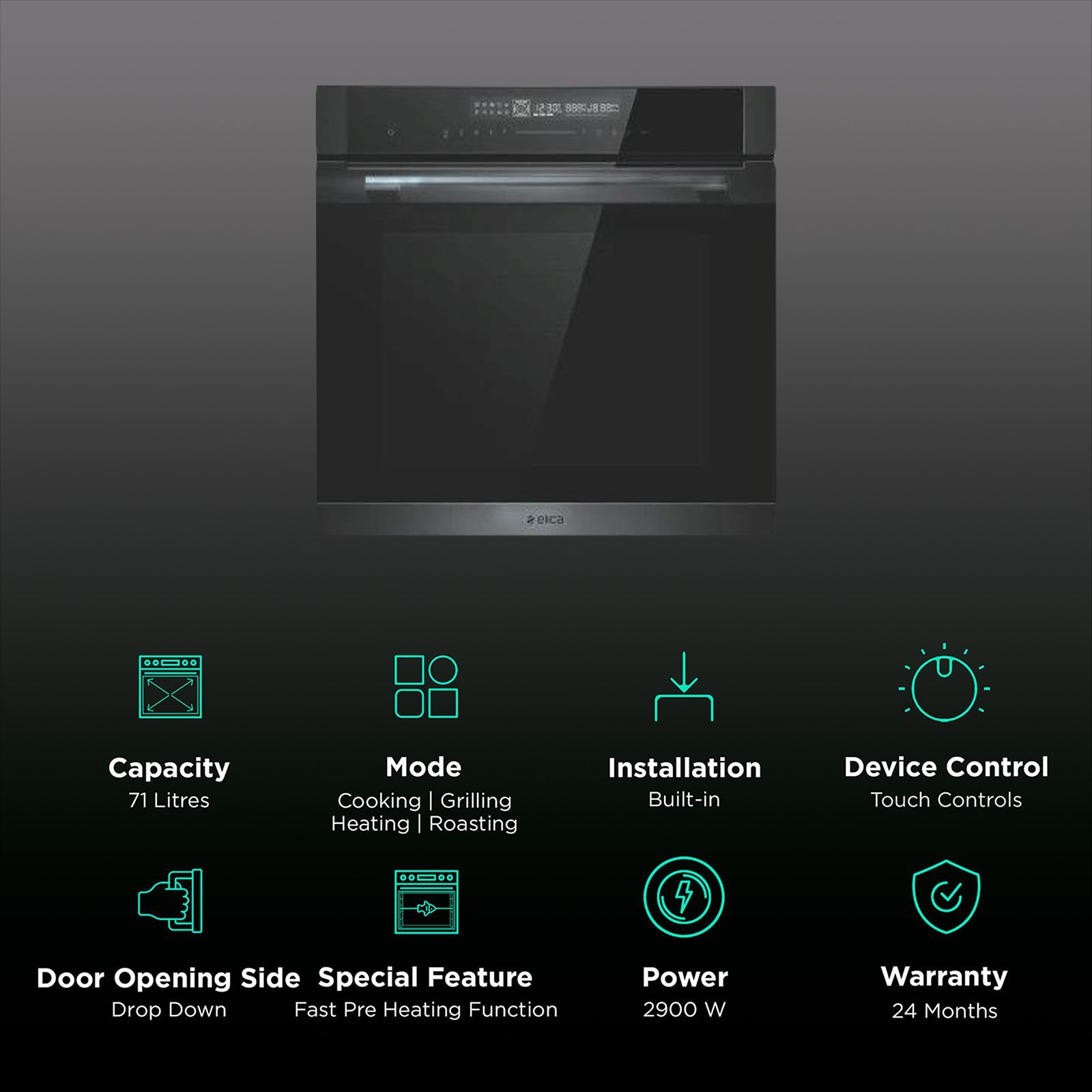 elica Touch 71L 60cm Built-in Microwave with Telescopic Channel (EPBI Inox Nero 1164, Black) elica Touch 71L 60cm Built-in Microwave with Telescopic Channel (EPBI Inox Nero 1164, Black)_3