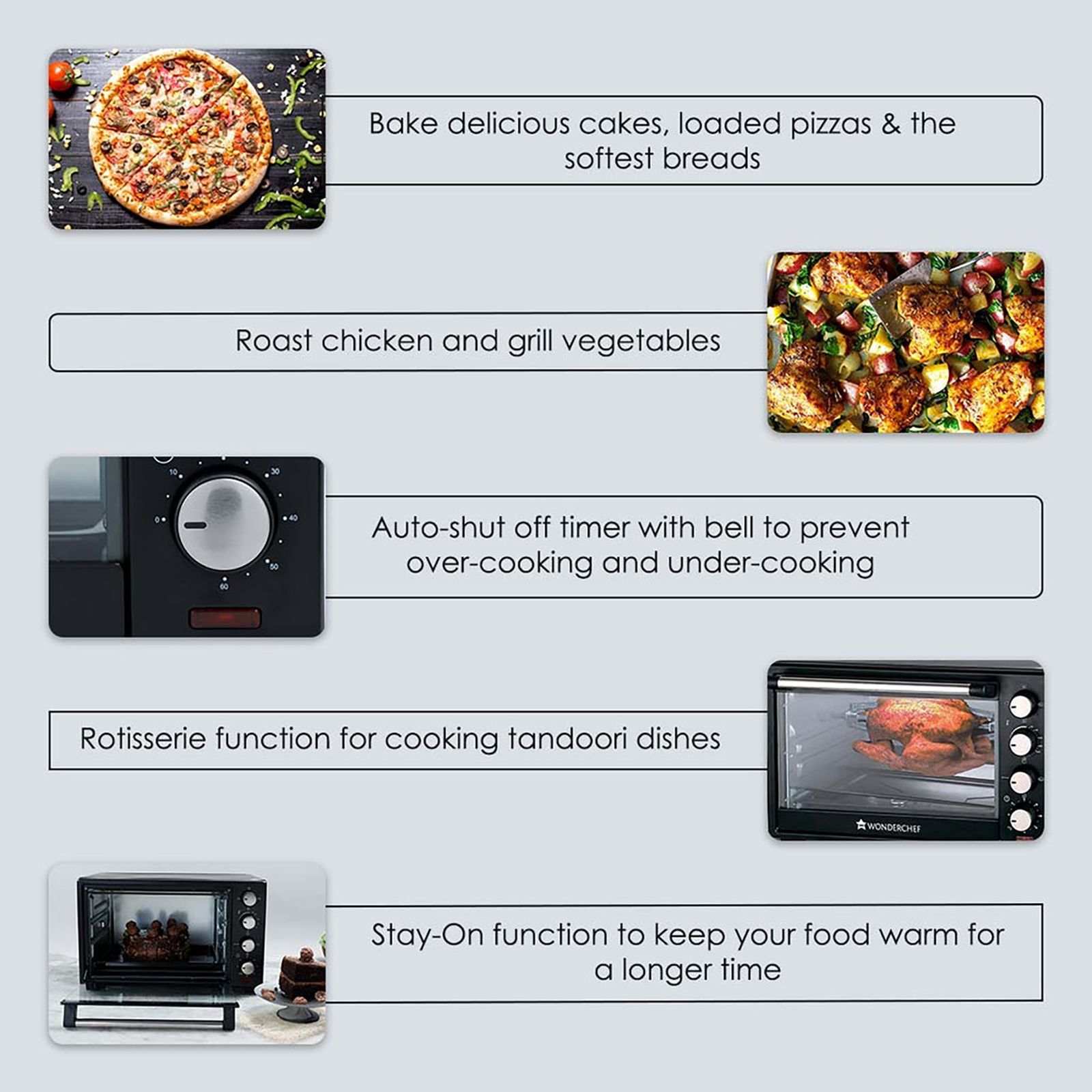 WONDERCHEF 28L Oven Toaster Grill with Rotisserie (Black)_10