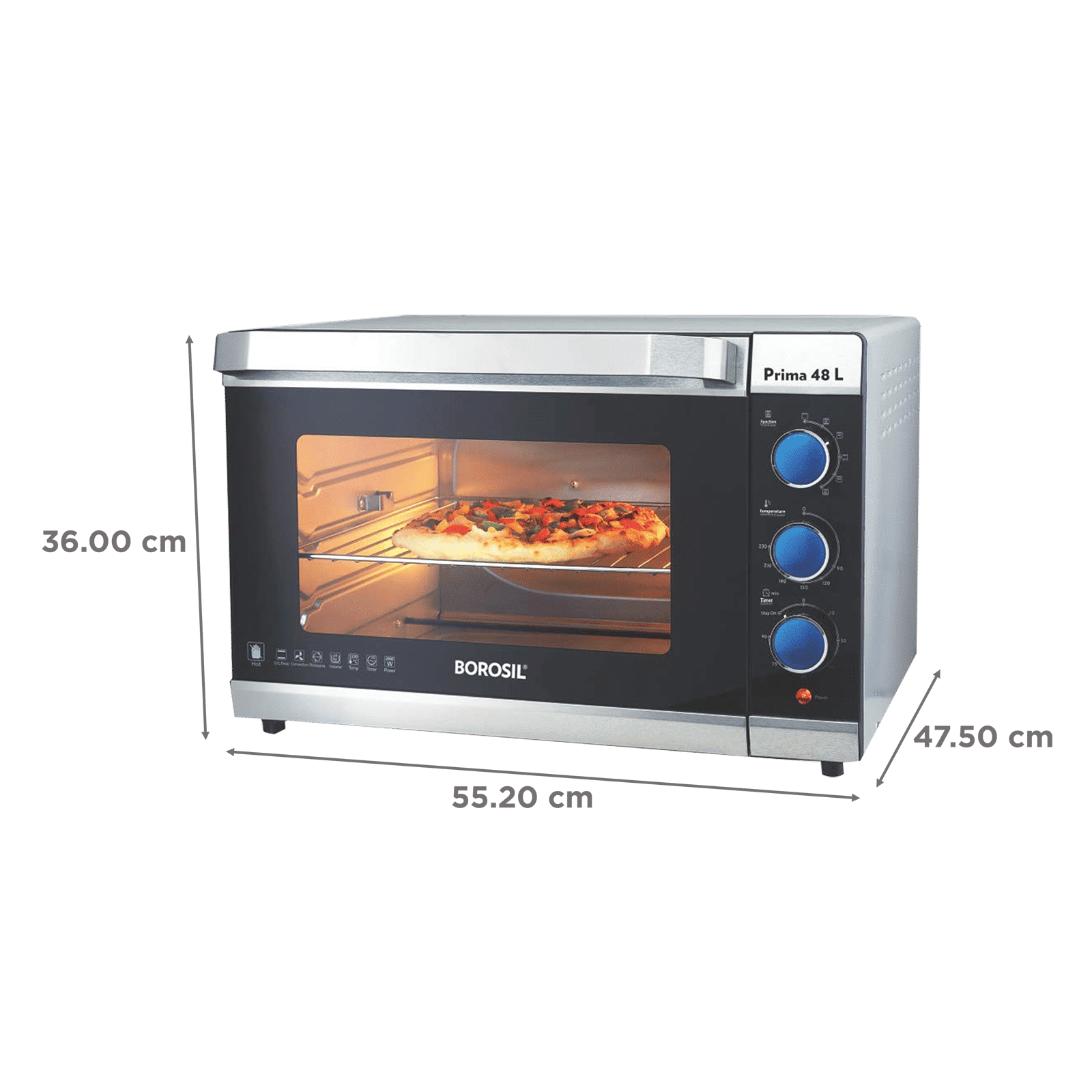 BOROSIL Prima 48L Oven Toaster Grill with Motorized Rotisserie (Silver)_2