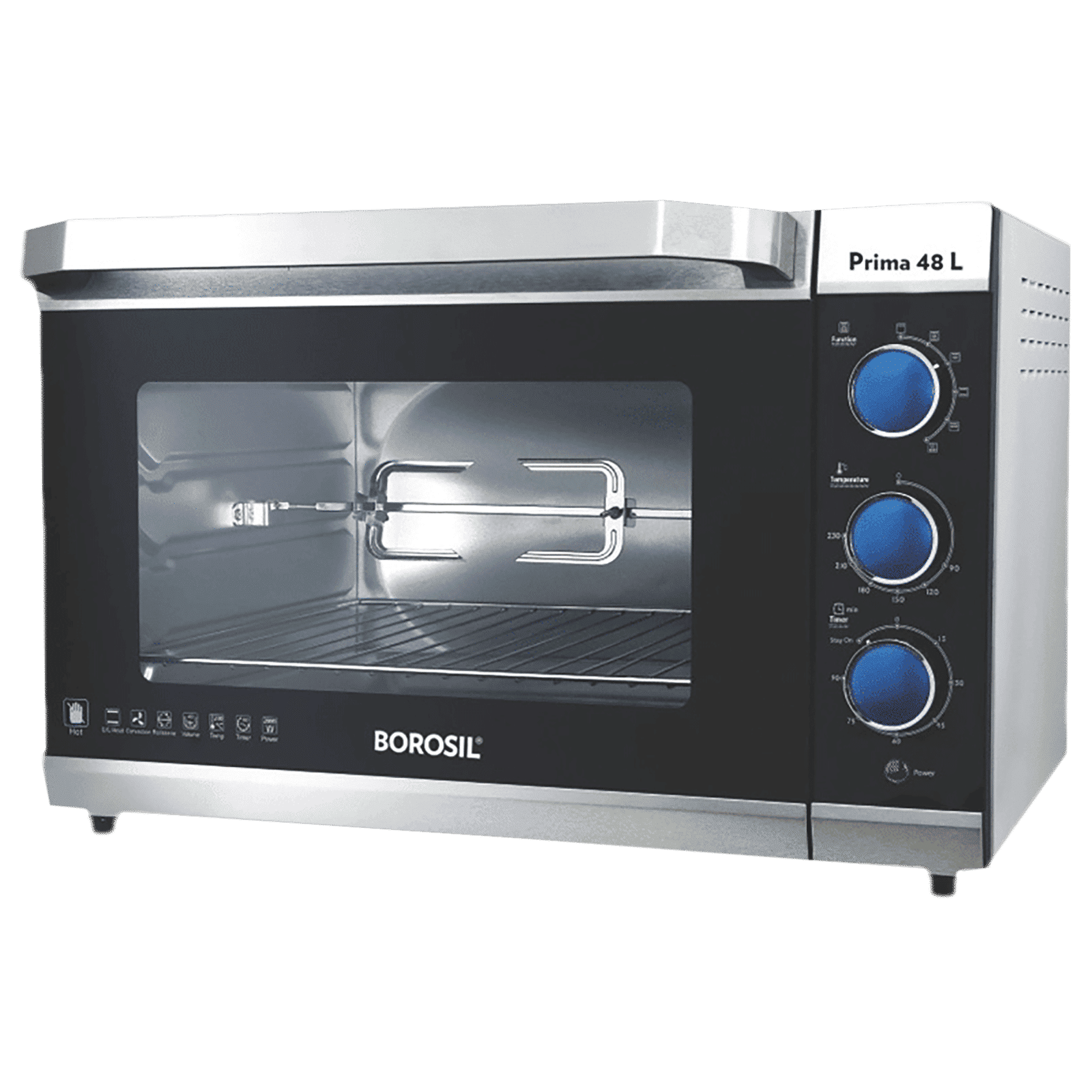 BOROSIL Prima 48L Oven Toaster Grill with Motorized Rotisserie (Silver)_5