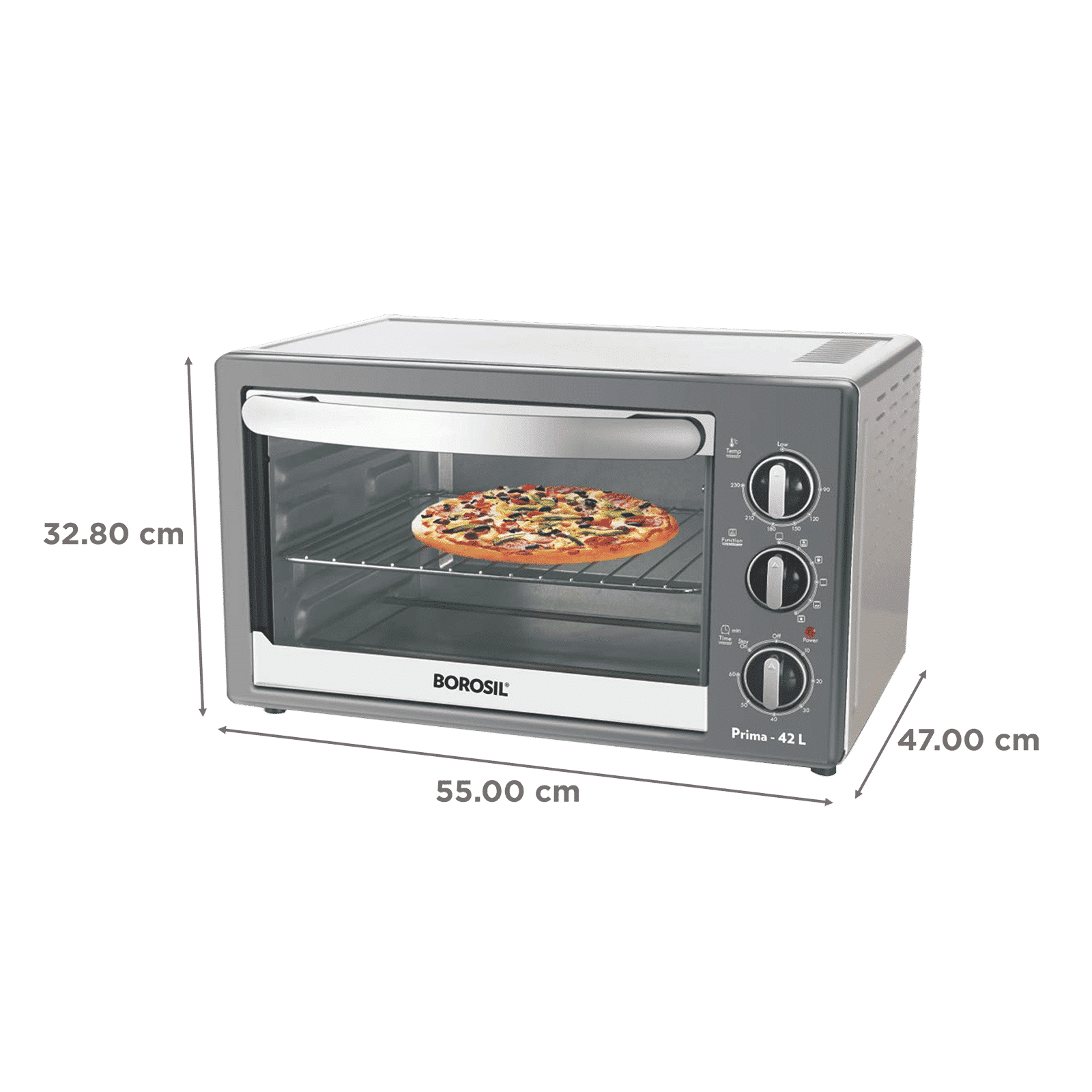 BOROSIL Prima 42L Oven Toaster Grill with Motorized Rotisserie (Silver)_2