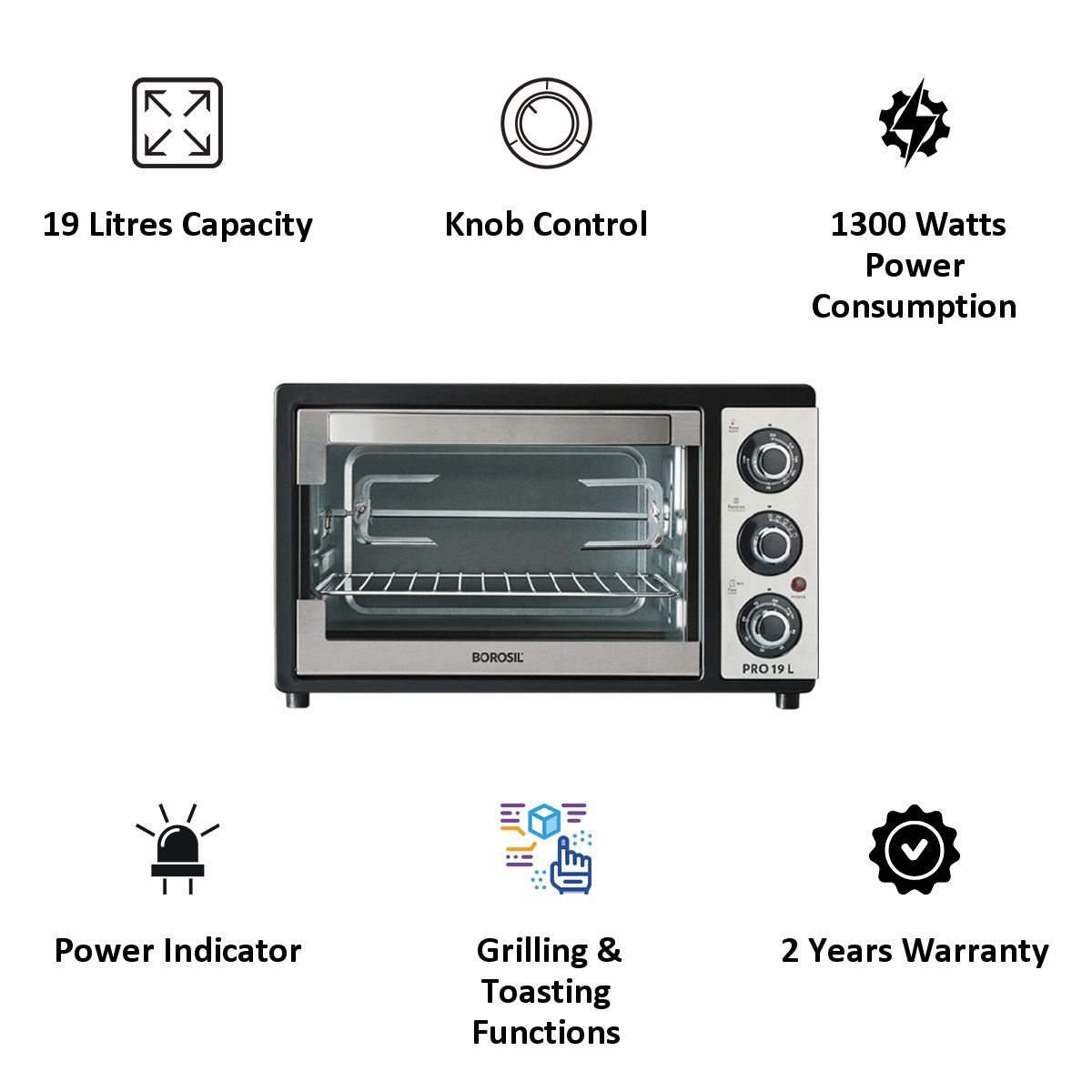 Borosil Pro 19 Litres OTG (Power Indicator, BOTG19RB12, Silver)_2