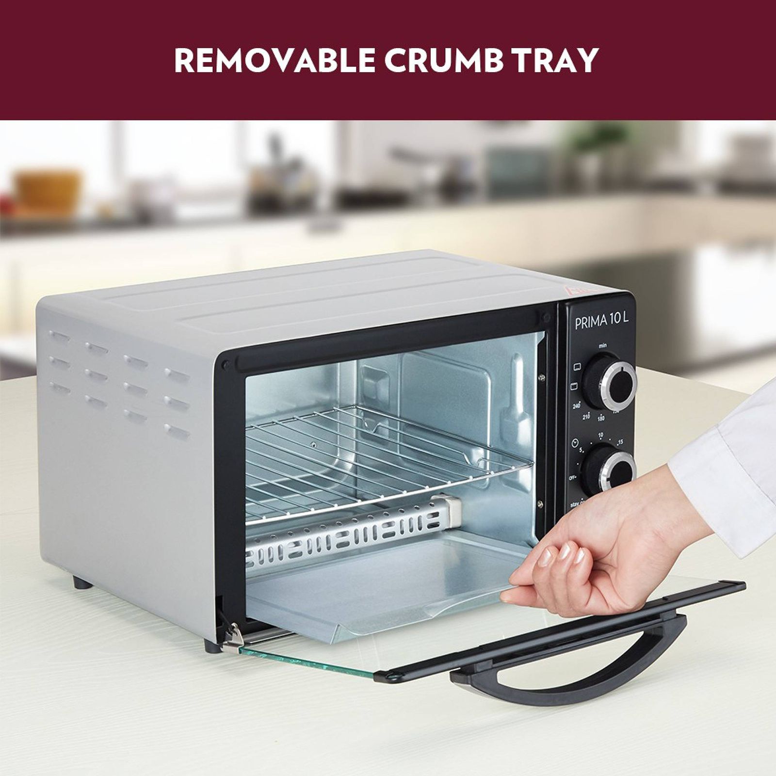 BOROSIL Prima 10L Oven Toaster Grill with Motorized Rotisserie (Silver)_12