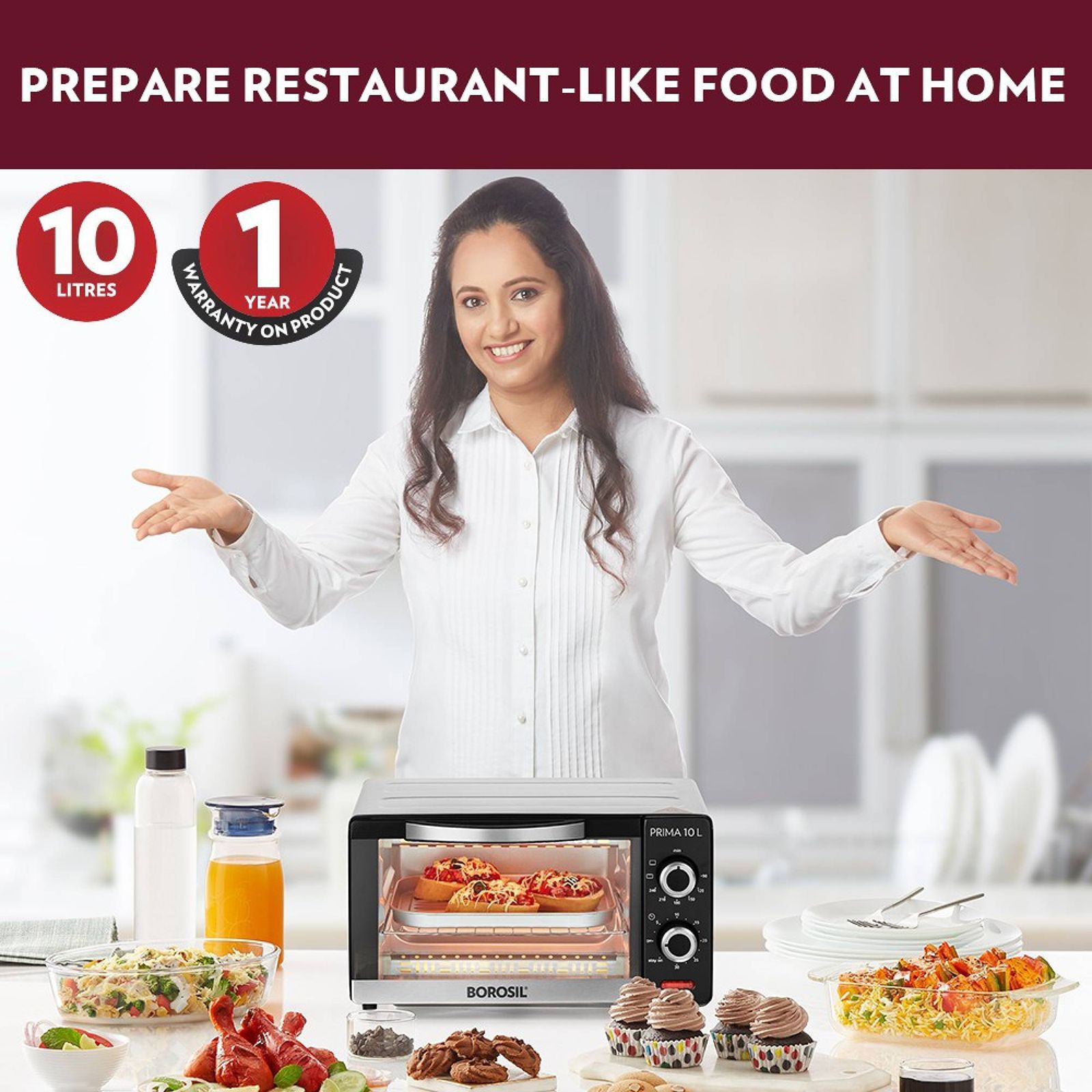BOROSIL Prima 10L Oven Toaster Grill with Motorized Rotisserie (Silver)_16