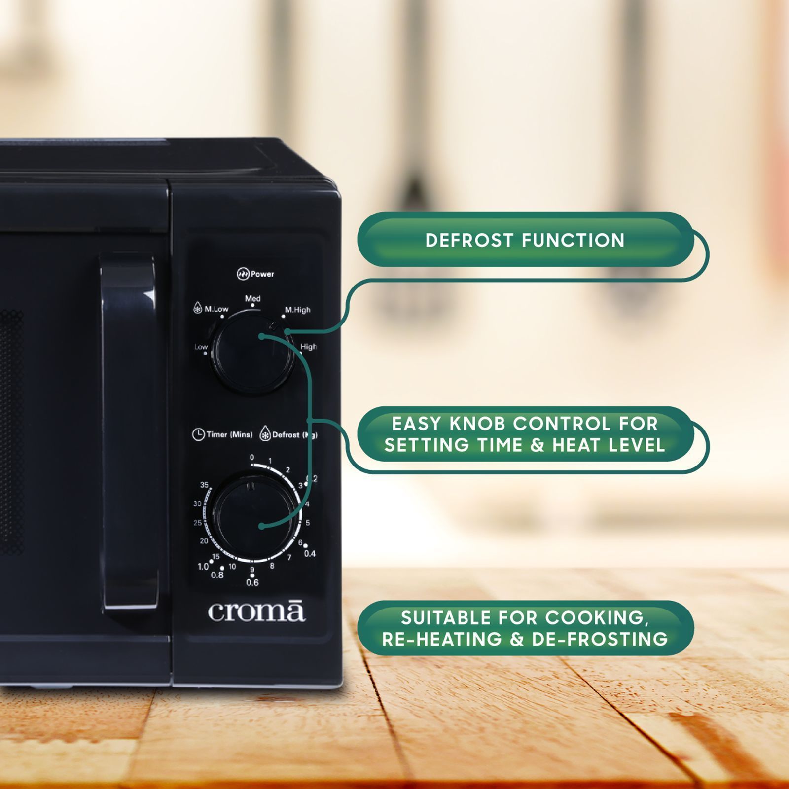 Croma M20 20L Solo Microwave Oven with Temperature Sensor (CRAM2026, Black) Croma M20 20L Solo Microwave Oven with Temperature Sensor (CRAM2026, Black)_21