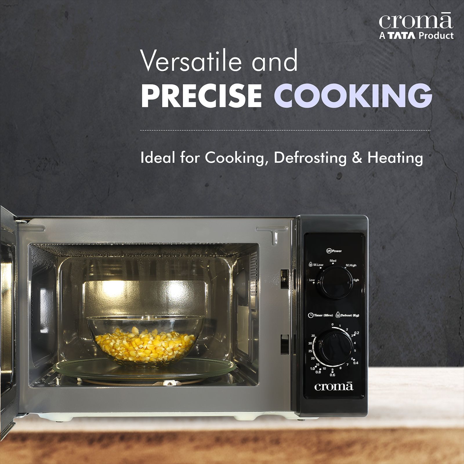 Croma M20 20L Solo Microwave Oven with Temperature Sensor (CRAM2026, Black) Croma M20 20L Solo Microwave Oven with Temperature Sensor (CRAM2026, Black)_5