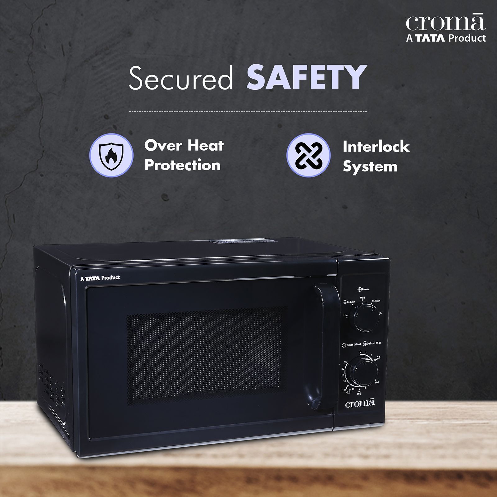 Croma M20 20L Solo Microwave Oven with Temperature Sensor (CRAM2026, Black) Croma M20 20L Solo Microwave Oven with Temperature Sensor (CRAM2026, Black)_7
