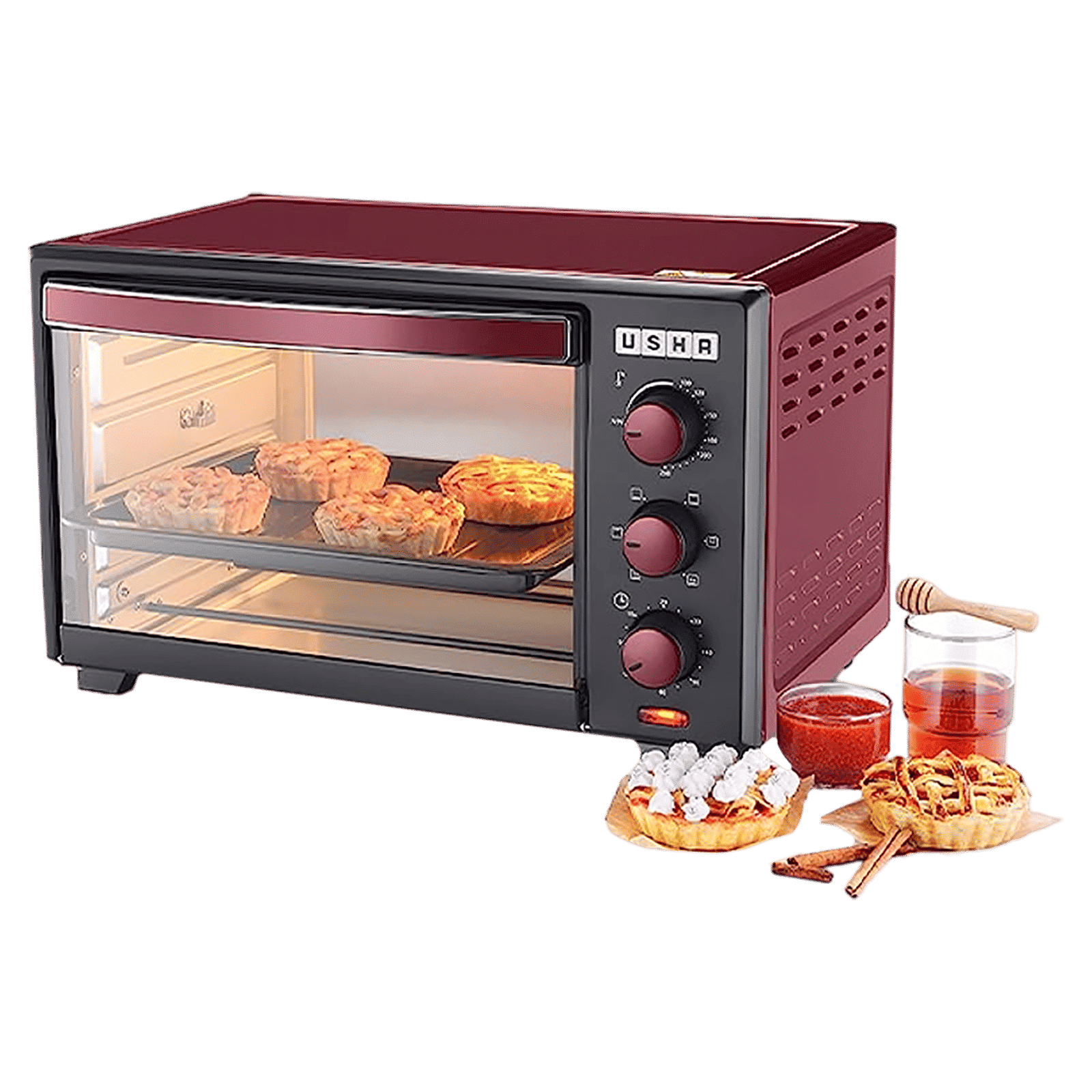 USHA 3629R 29L Oven Toaster Grill with Motorized Rotisserie (Wine)_10