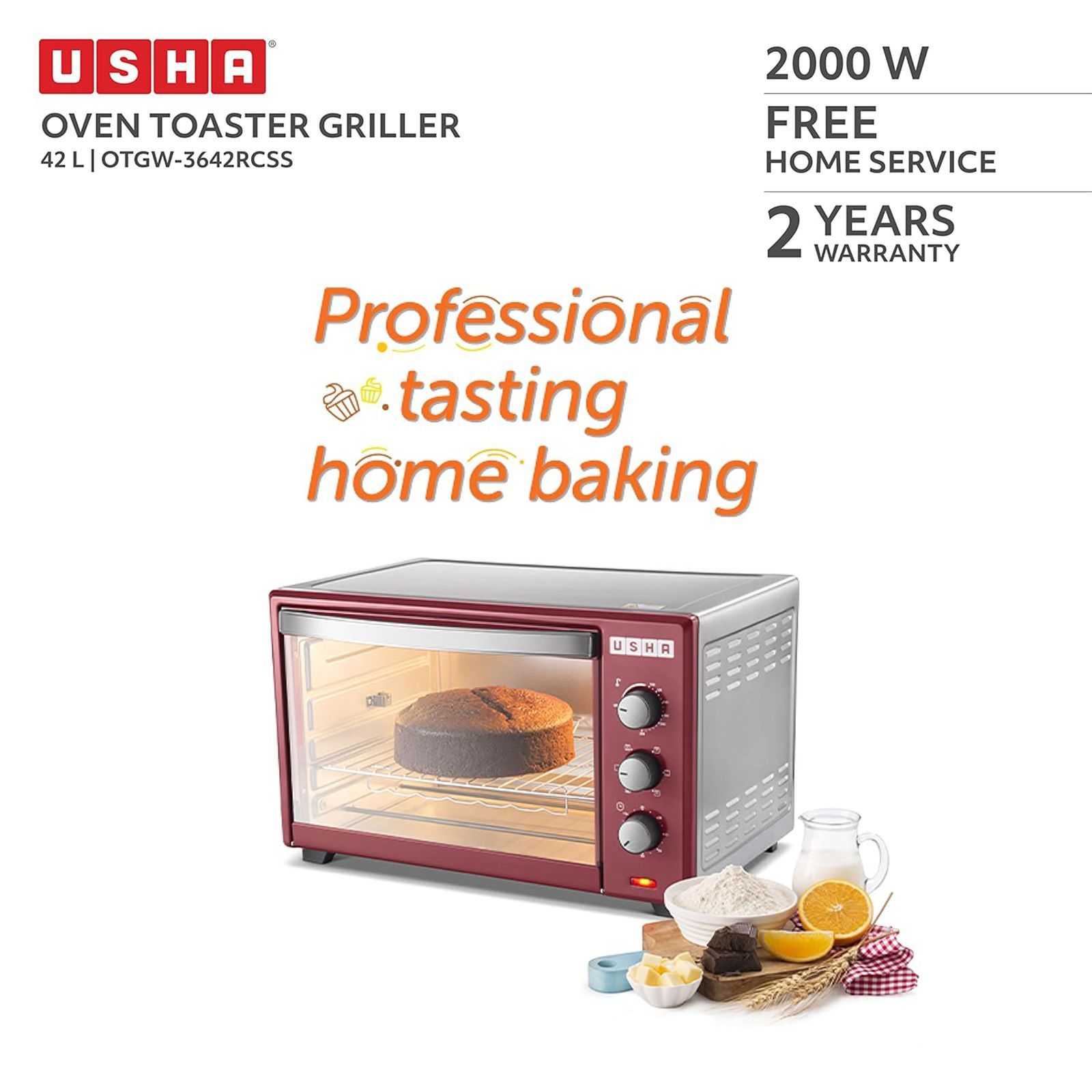 USHA 42L Oven Toaster Grill with Convection Technology (Stainless Steel & Wine)_13