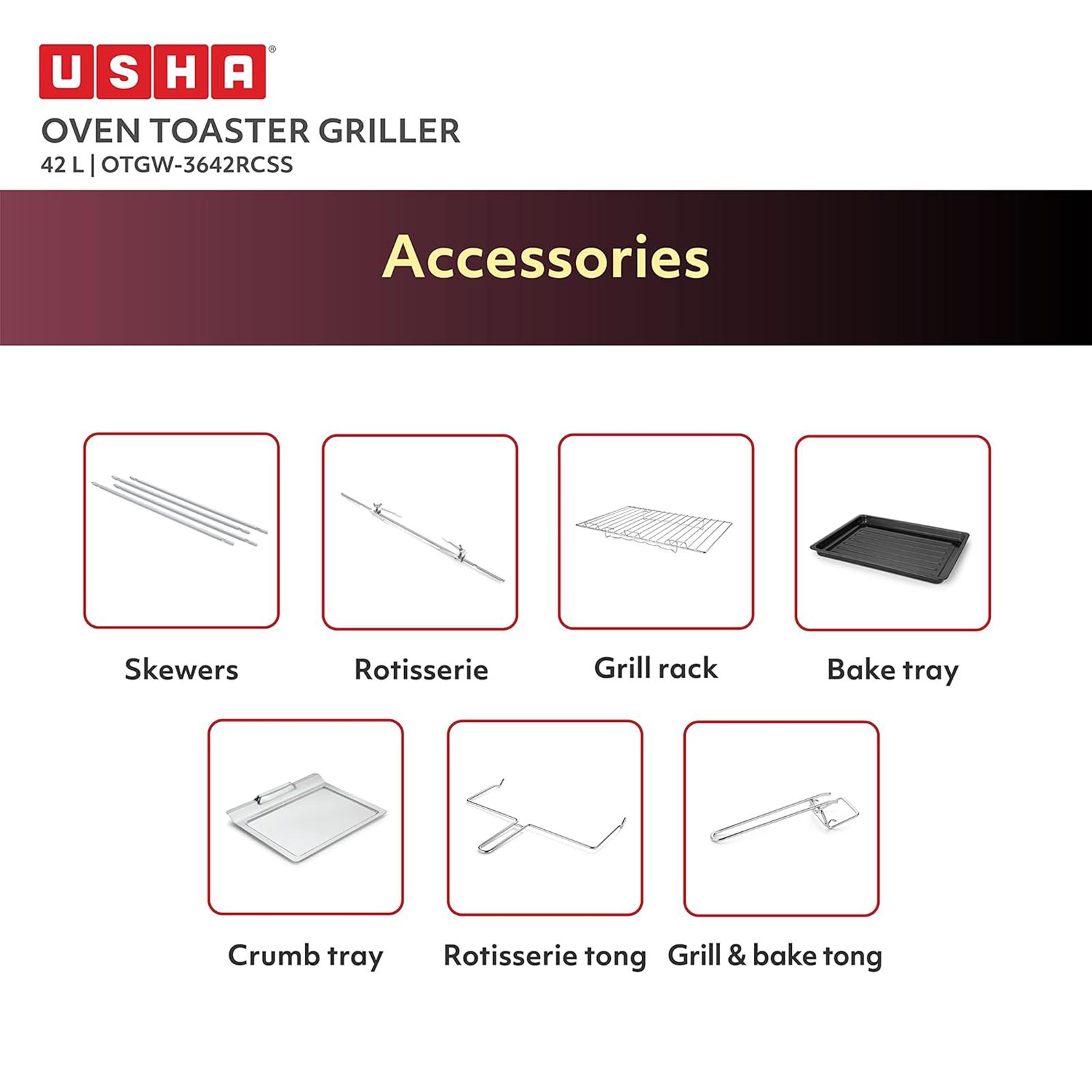 USHA 42L Oven Toaster Grill with Convection Technology (Stainless Steel & Wine)_17