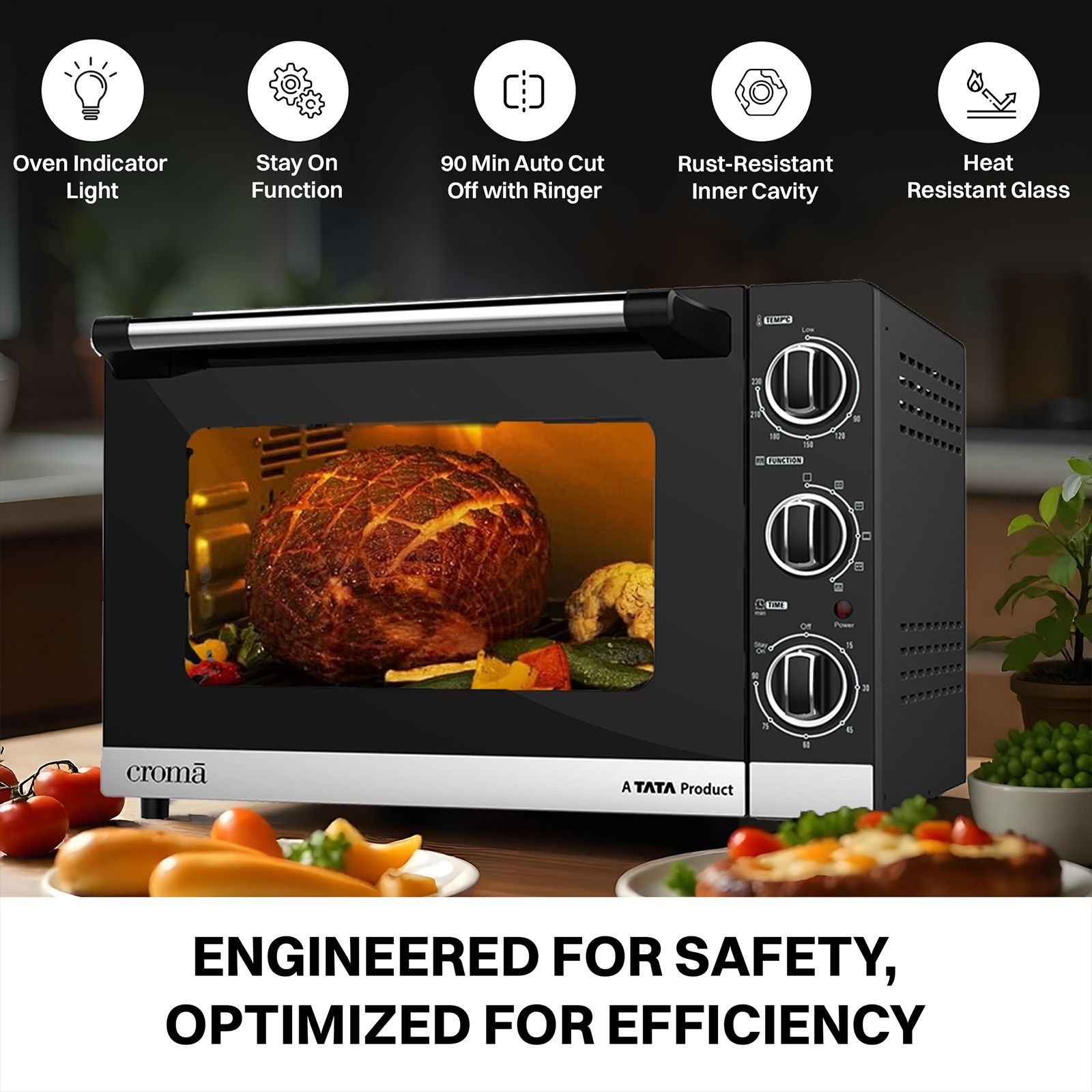 Croma 46 Litres Oven Toaster Grill with Motorised Rotisserie (Black)_8