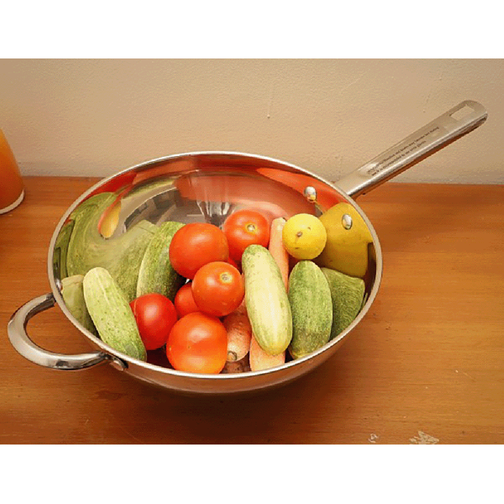 sabichi Haden Essential 2.5L Non Stick Stainless Steel Kadhai (Induction Compatible, Tapered Shape & Mirror Polish, Silver)_5