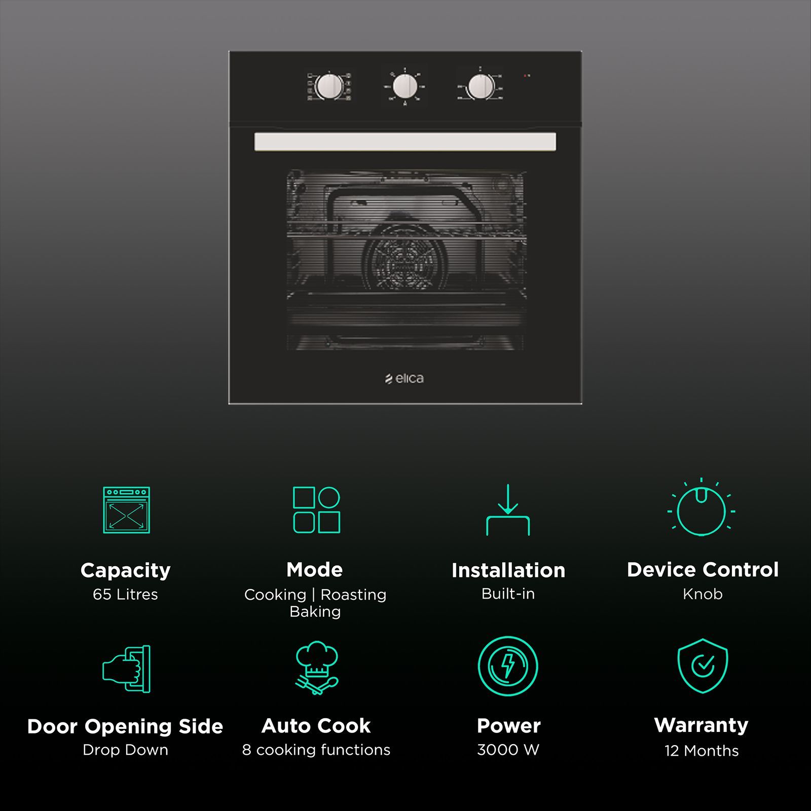 elica 65L 60cm Built-in Microwave with Default Temperature (EPBI 865 MMF, Black)_3