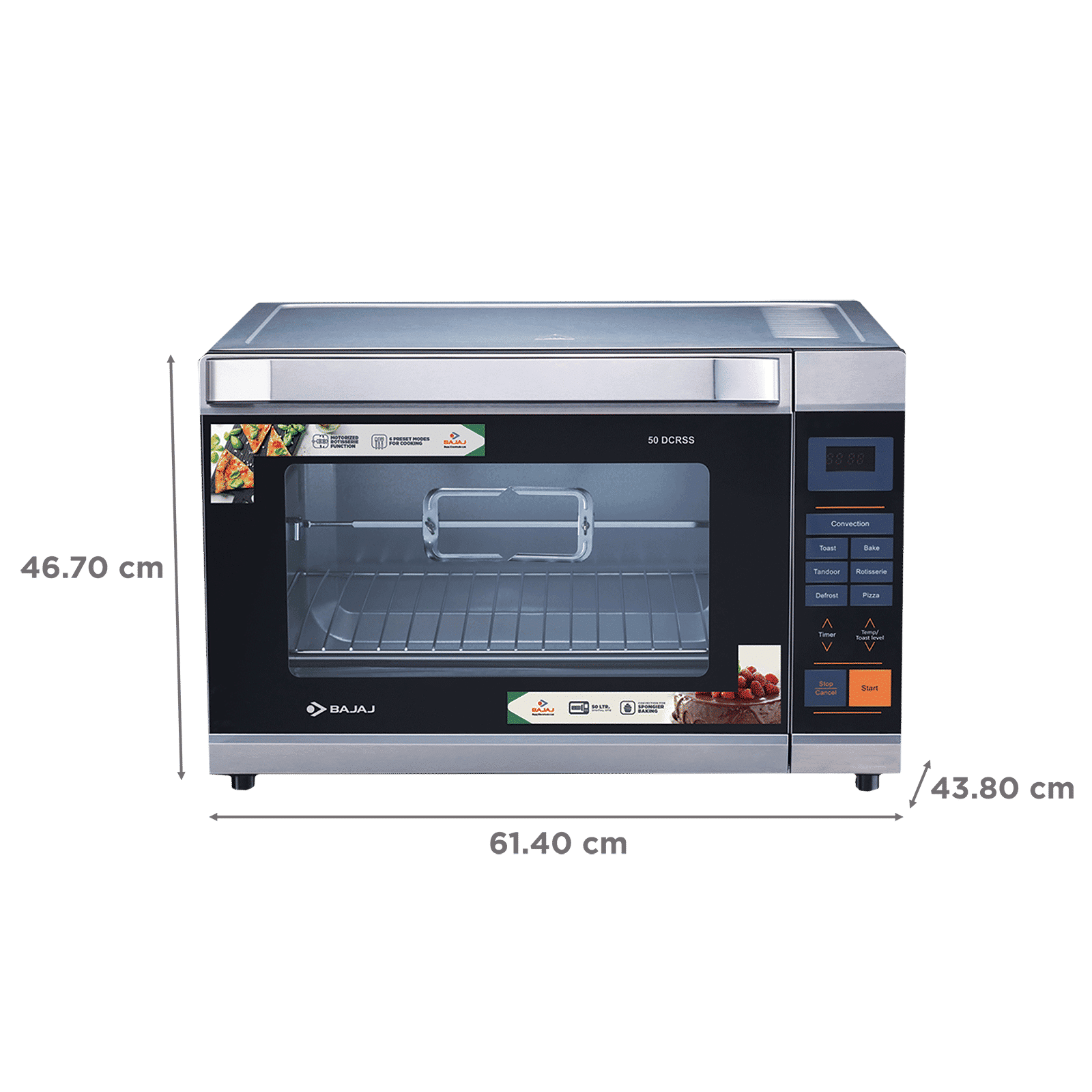 BAJAJ 50 DCRSS 50L Oven Toaster Grill with Motorized Rotisserie (Black/Silver)_2