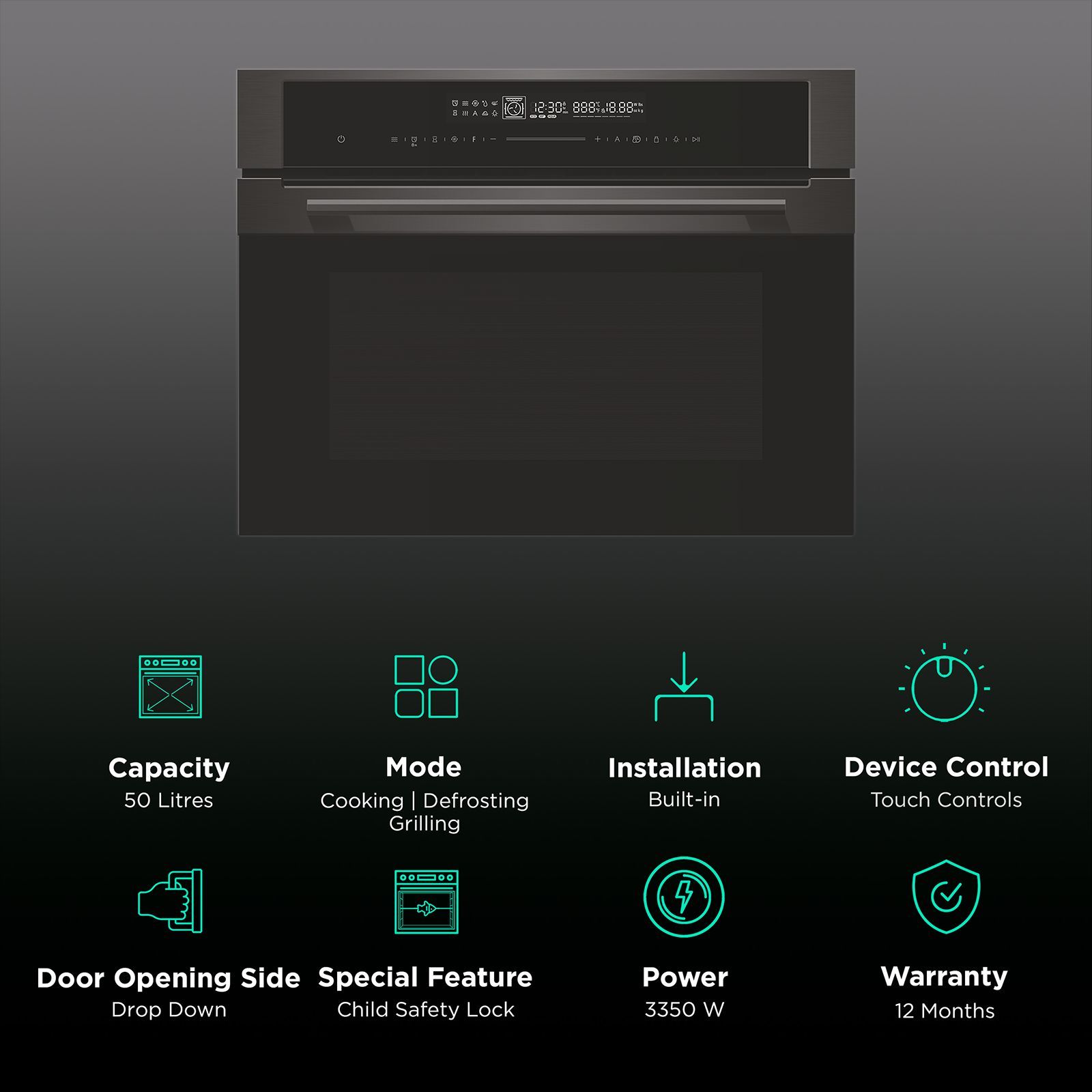 elica EPBI Inox Nero 50L 60cm Built-in Microwave with 13 Auto Preset Programs (EPBI Combo, Black) elica EPBI Inox Nero 50L 60cm Built-in Microwave with 13 Auto Preset Programs (EPBI Combo, Black)_3