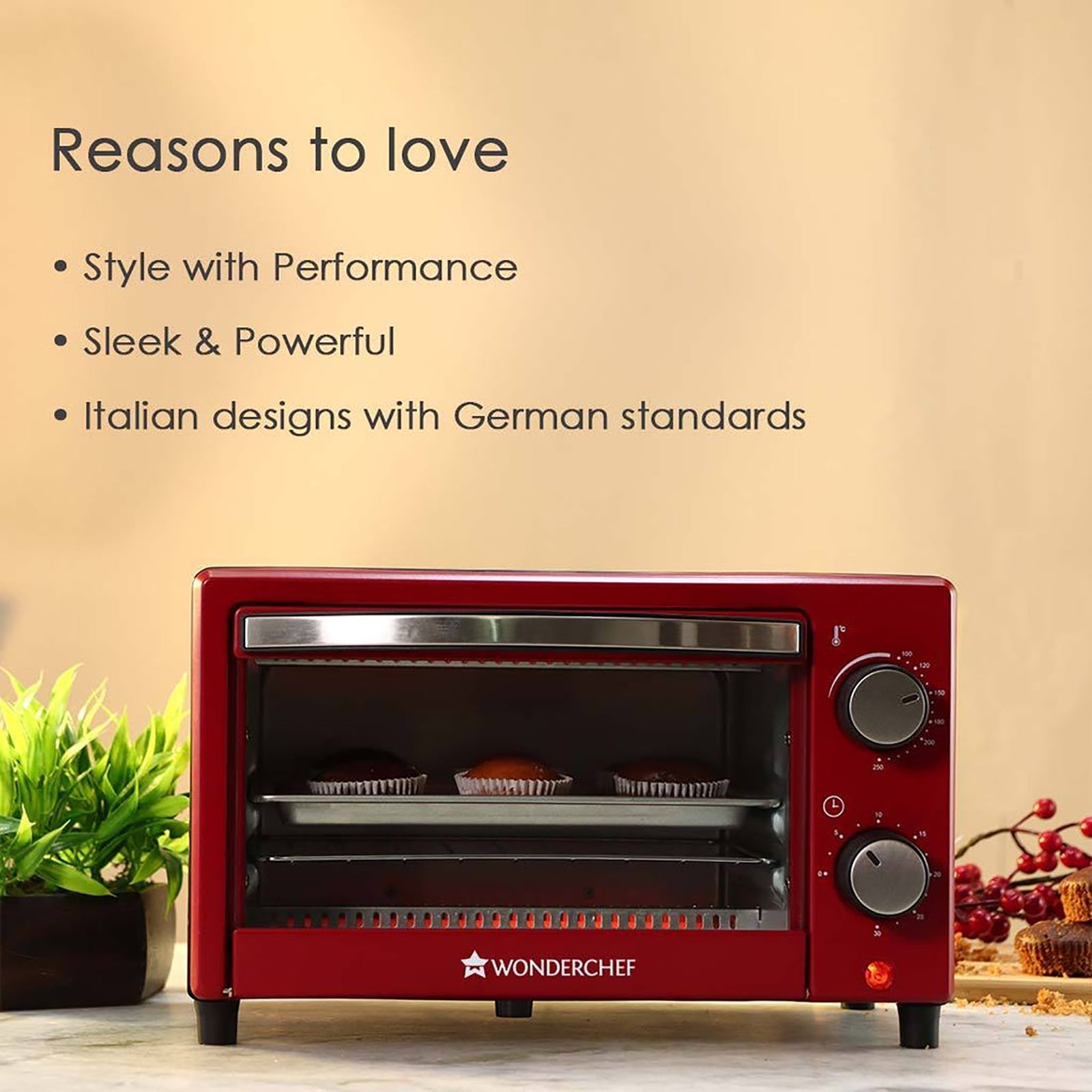 WONDERCHEF Crimson Edge 9L Oven Toaster Grill with Cutting Edge Technology (Red)_7