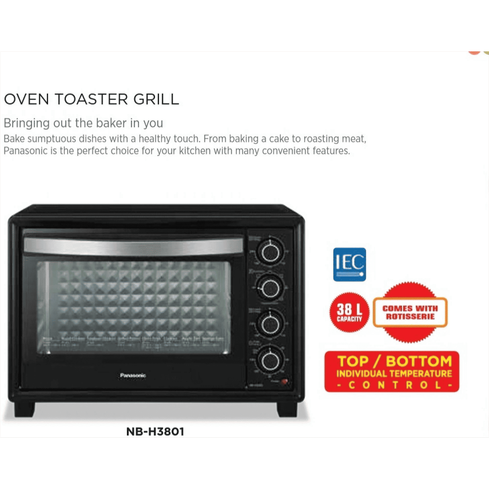 Panasonic 38L Oven Toaster Grill with Motorized Rotisserie (Black)_6