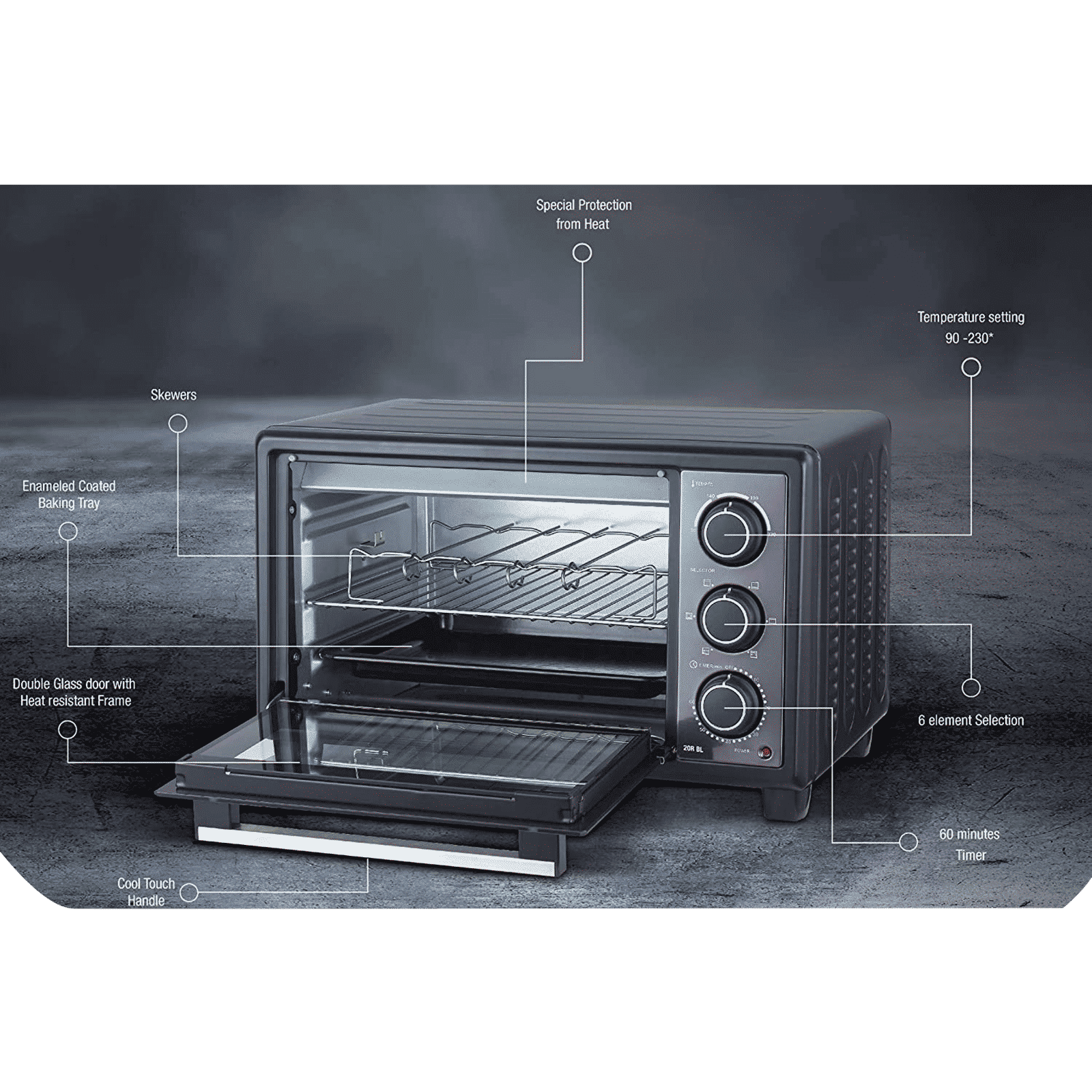 HAVELLS 66RC BL 66L Oven Toaster Grill with Motorized Rotisserie (Black)_7