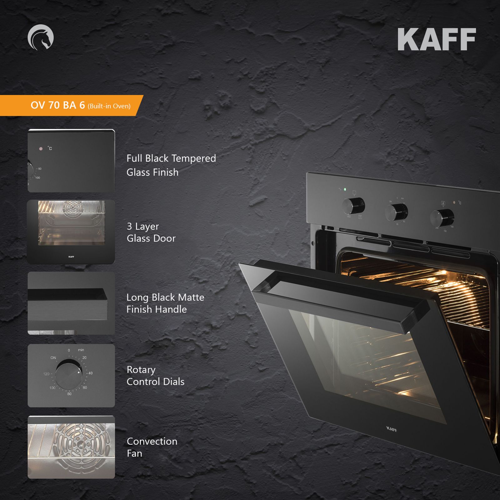 KAFF Series Collection 70L 60cm Built-in Microwave with 3 Layer Glass Door (KOV70BA6, Black)_10