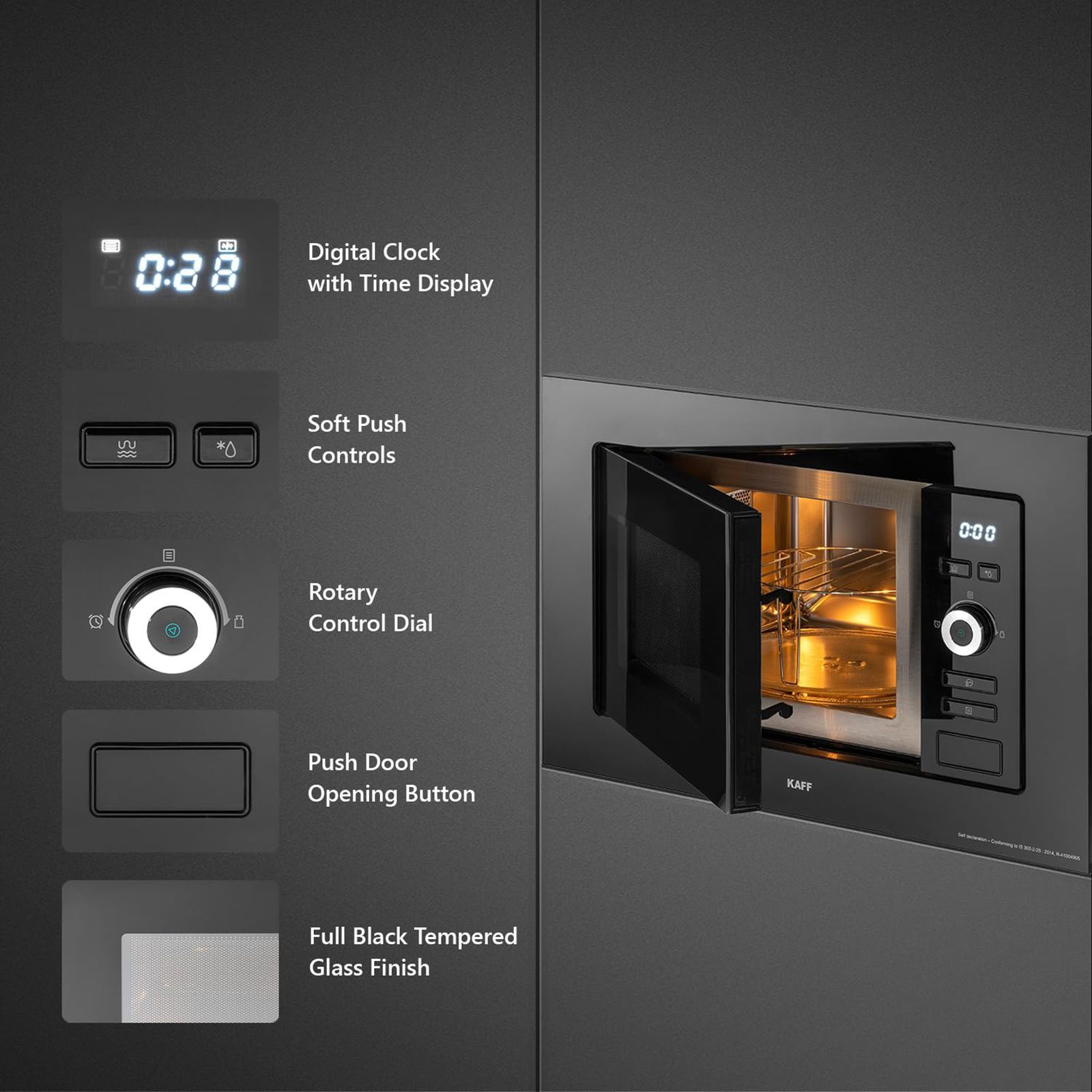 KAFF KMW 5PJ 20L Built-in Microwave with Autocook Menus (KMW5PJ, Black)_12