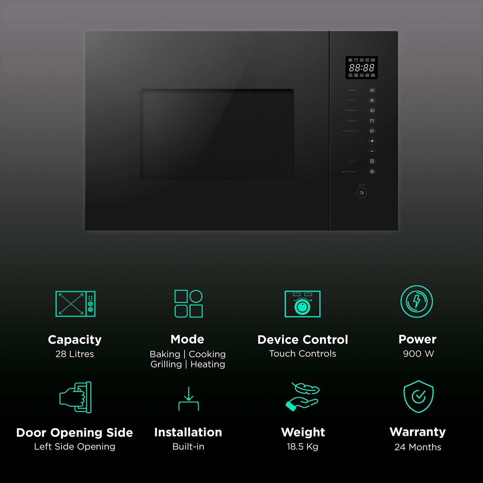 KAFF KMW HN6 28L Built-in Microwave with Multi Programming Mode (KMWHN6BLK, Black) KAFF KMW HN6 28L Built-in Microwave with Multi Programming Mode (KMWHN6BLK, Black)_3