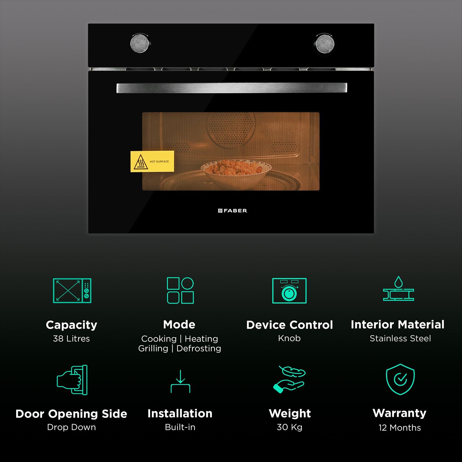 FABER FBIMWO GLM 38L Built-in Convection Microwave Oven with Electronic Control (Black) FABER FBIMWO GLM 38L Built-in Convection Microwave Oven with Electronic Control (Black)_3