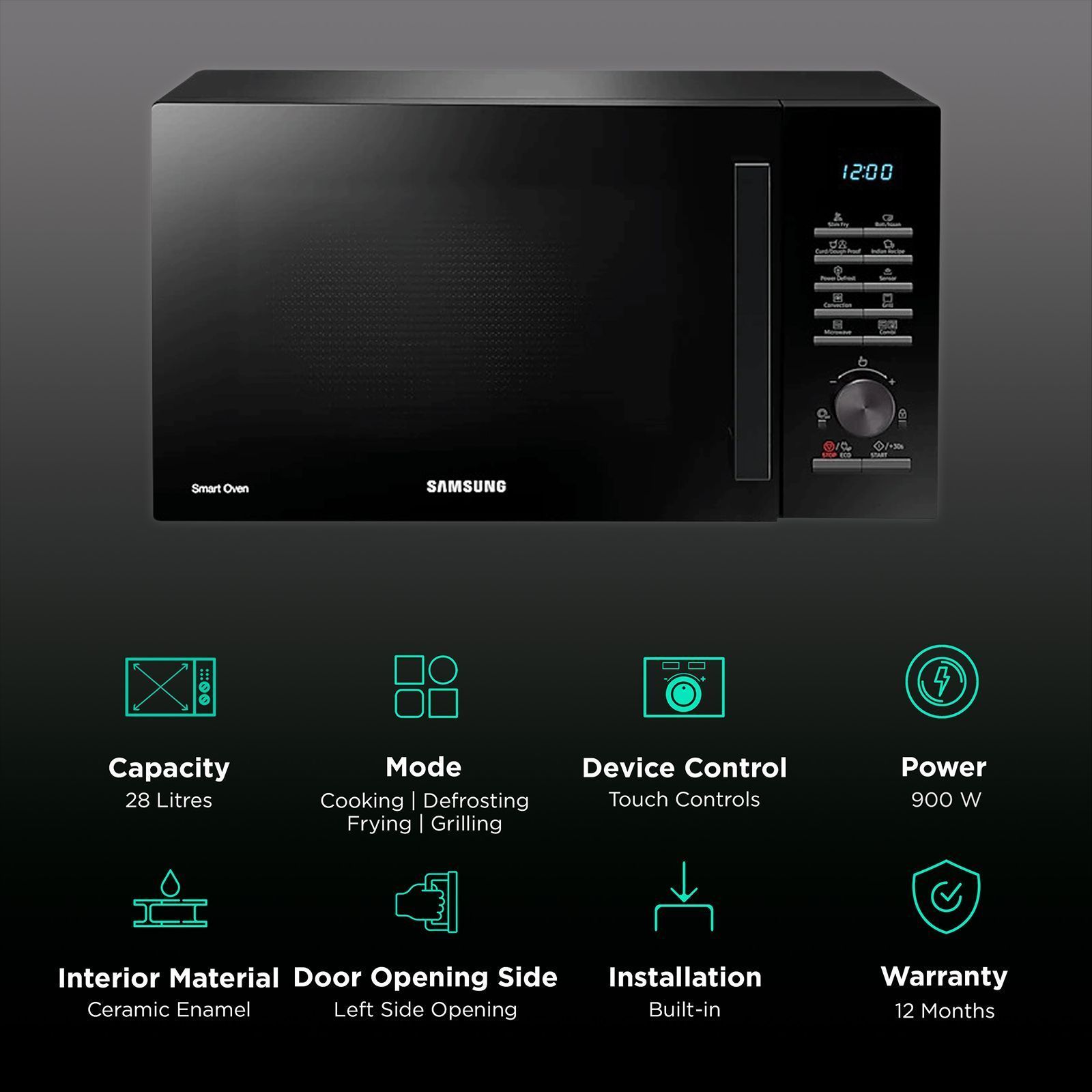 SAMSUNG 28L Convection Microwave Oven with Slim Fry Technology (MC28H5025VL/TL, Black)_3