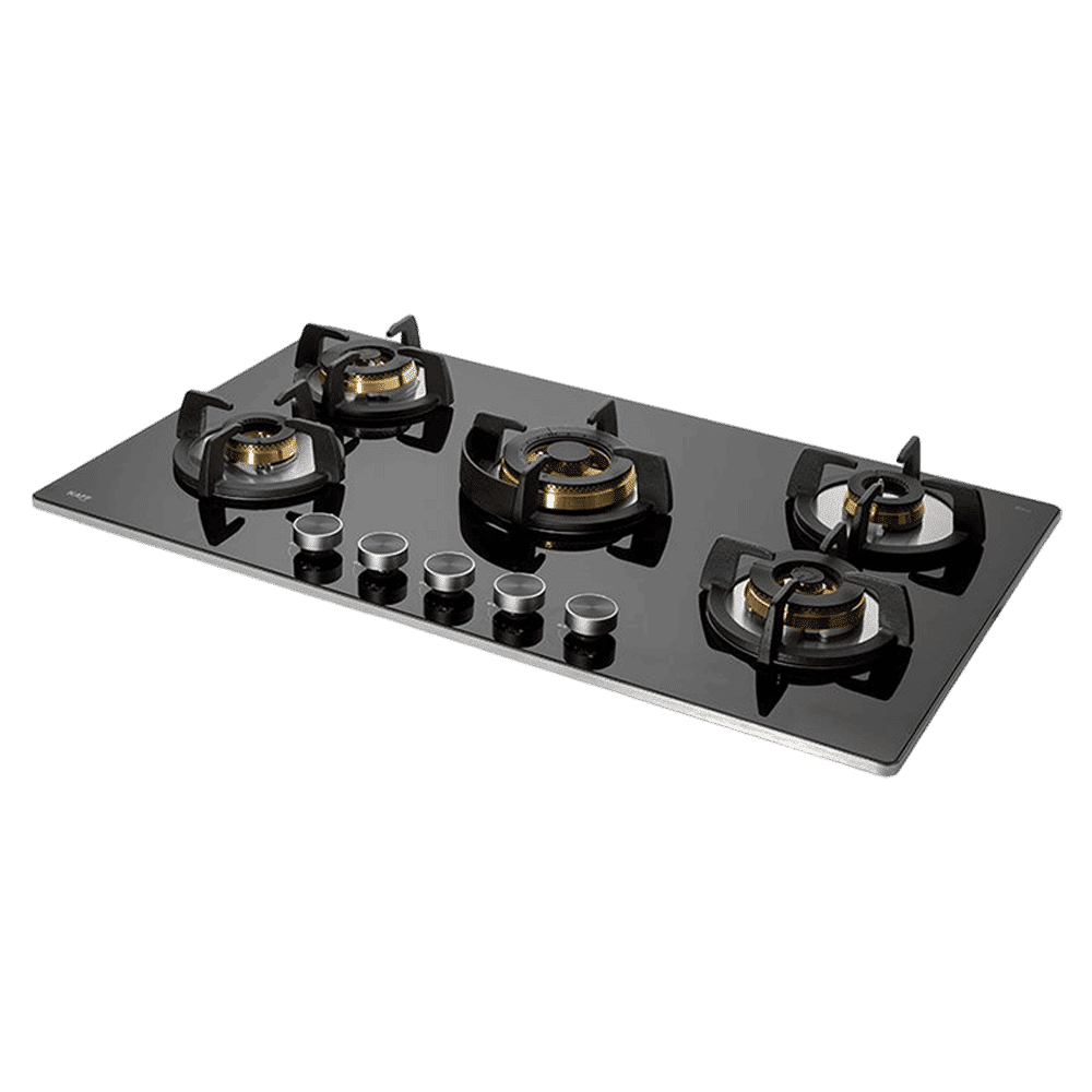 KAFF Bellini Tempered Glass Top 5 Burner Automatic Electric Hob (Flame Failure Device, Black)_1