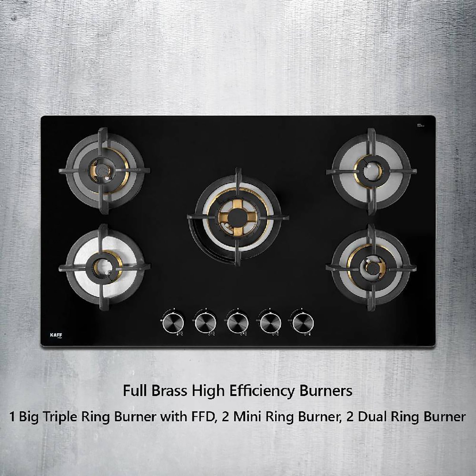 KAFF Bellini Tempered Glass Top 5 Burner Automatic Electric Hob (Flame Failure Device, Black)_13