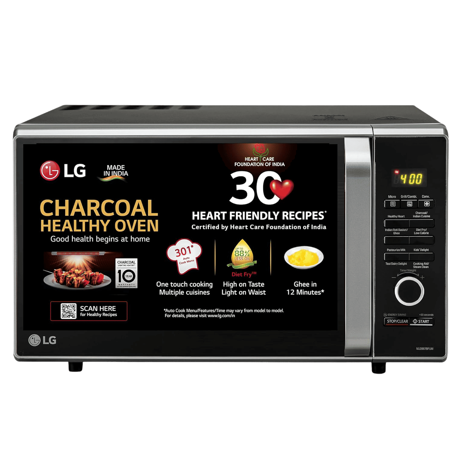 LG 28L Charcoal Microwave Oven with Diet Fry (MJ2887BFUM.DBKQILN, Black)_1