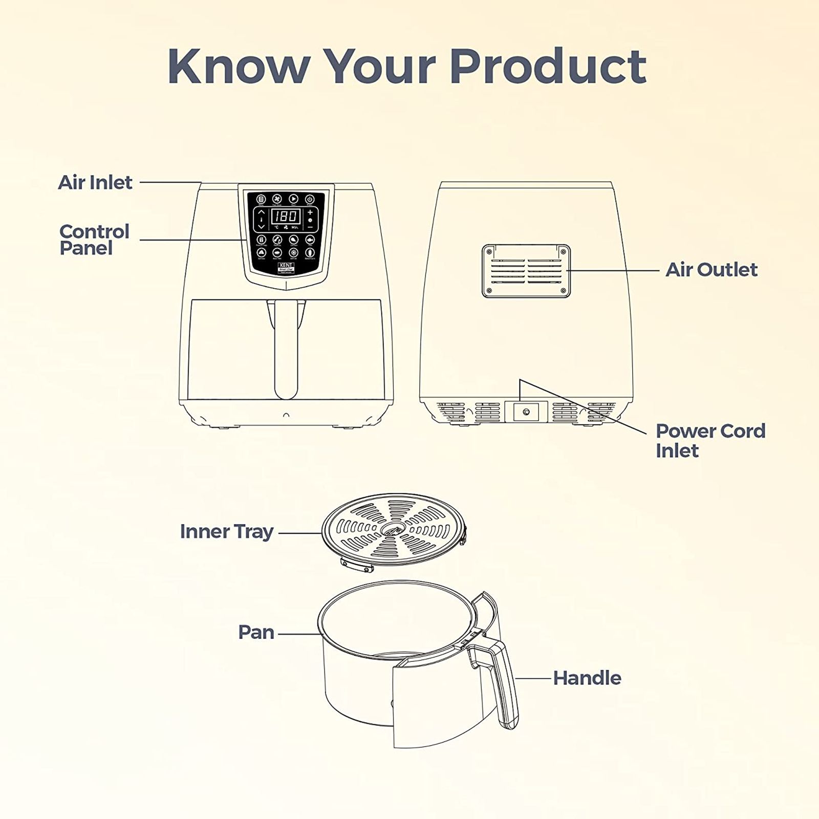 KENT 1.4L 1350 Watt Digital Air Fryer with Rapid Air Technology (Black)_11