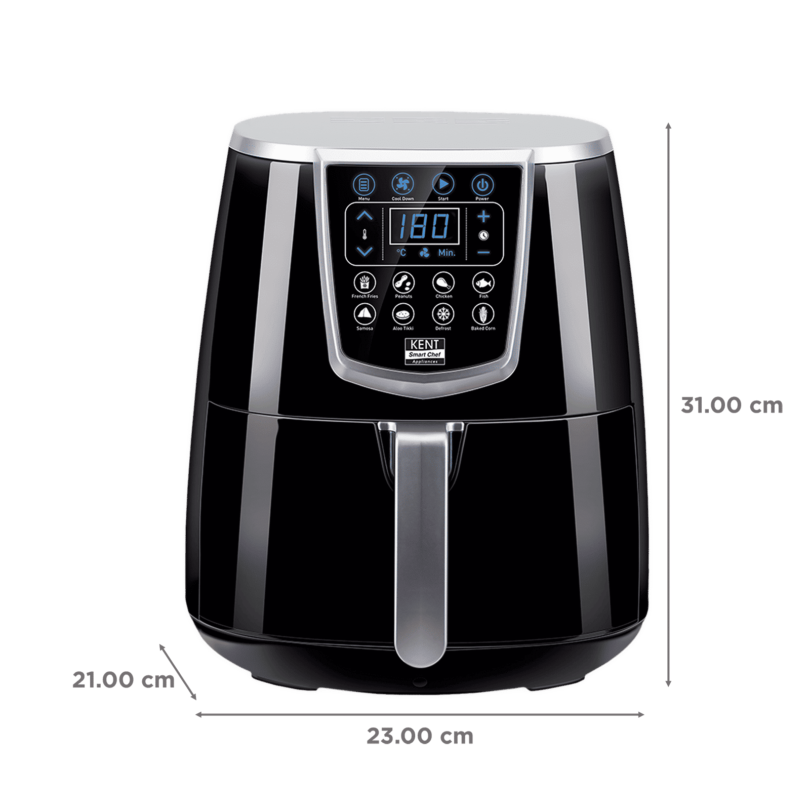 KENT 1.4L 1350 Watt Digital Air Fryer with Rapid Air Technology (Black)_2