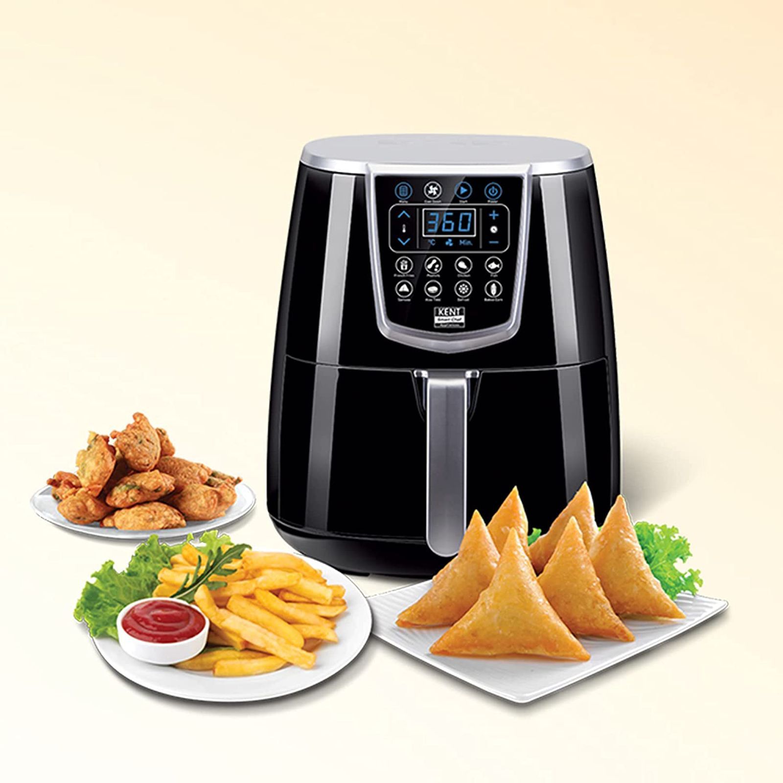 KENT 1.4L 1350 Watt Digital Air Fryer with Rapid Air Technology (Black)_5