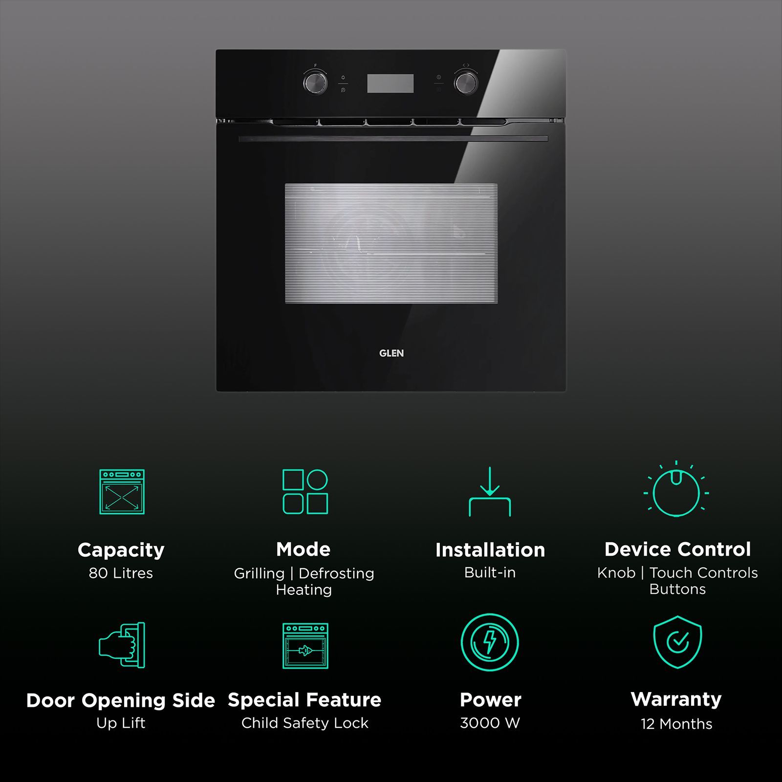 GLEN 80L Built-in Microwave with Turbo Convection Fan (BO-661MRT, Black) GLEN 80L Built-in Microwave with Turbo Convection Fan (BO-661MRT, Black)_3