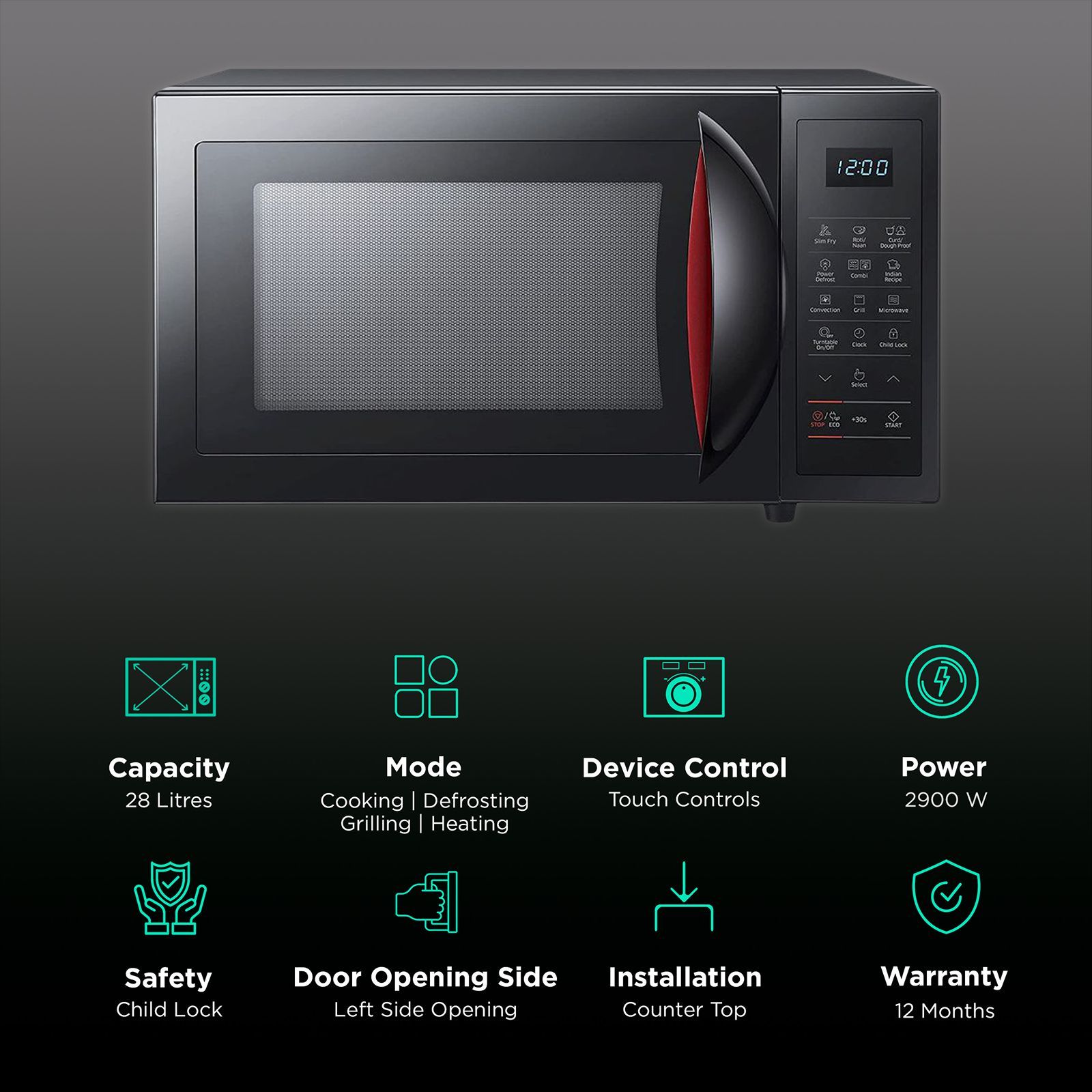 SAMSUNG 28L Convection Microwave Oven with Quartz Convection Heater (Black)_3