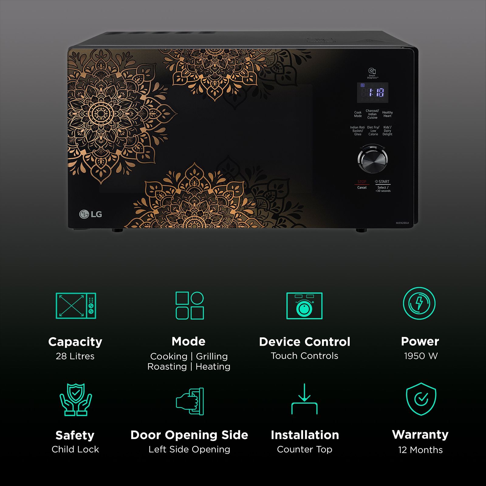 LG 28L All-in-One Microwave Oven with Charcoal Technology (Black)_3